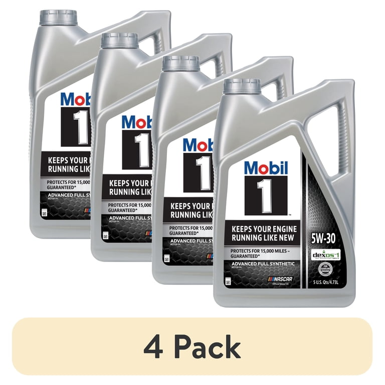 4 pack) Mobil 1 Advanced Full Synthetic Motor Oil 5W-30, 5 Quart