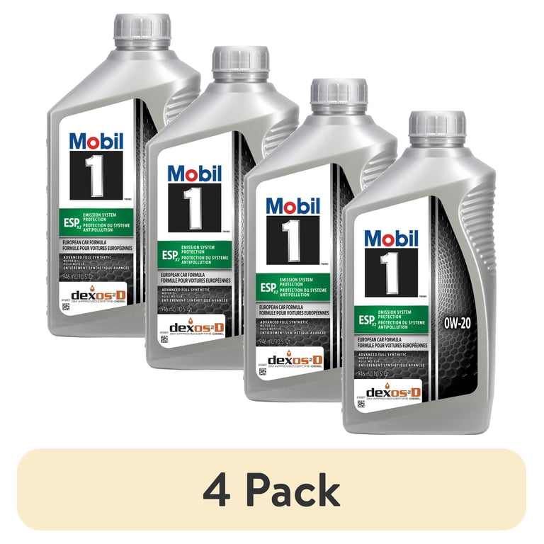 4 pack) Mobil 1 ESP X2 Full Synthetic Motor Oil 0W-20, 1 Quart