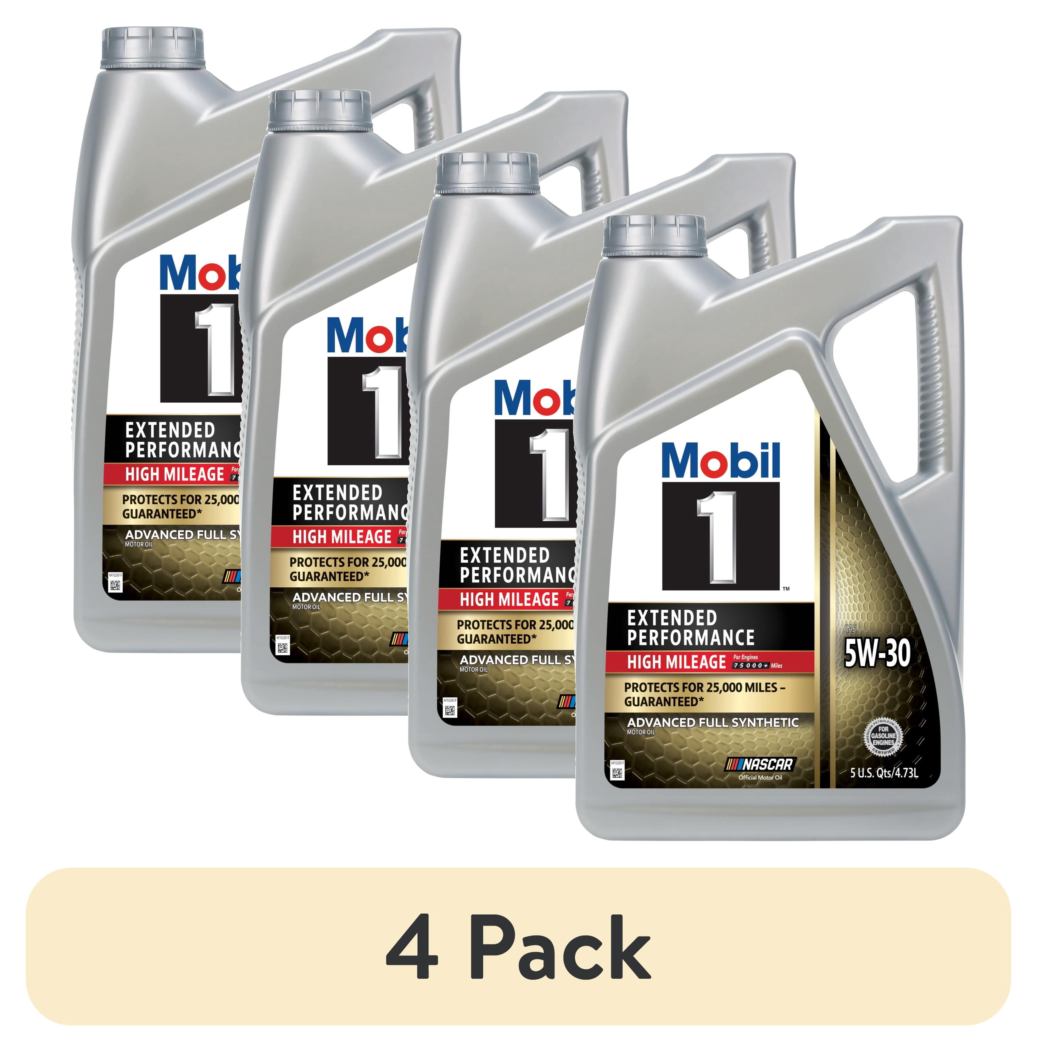 (4 pack) Mobil 1 Extended Performance High Mileage Full Synthetic Motor Oil 5W-30, 5 Quart