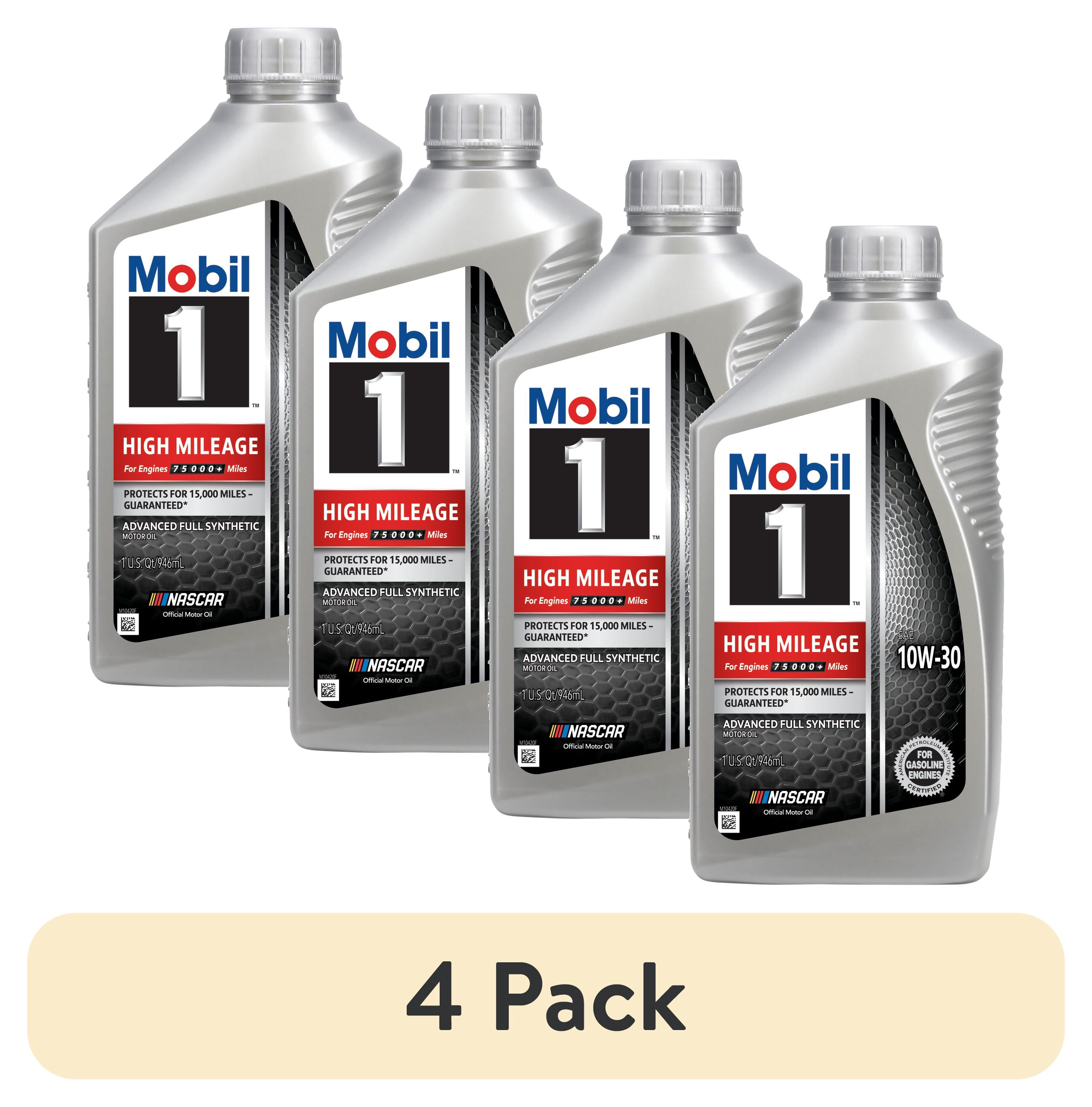 4 pack) Mobil 1 High Mileage Full Synthetic Motor Oil 10W-30, 1