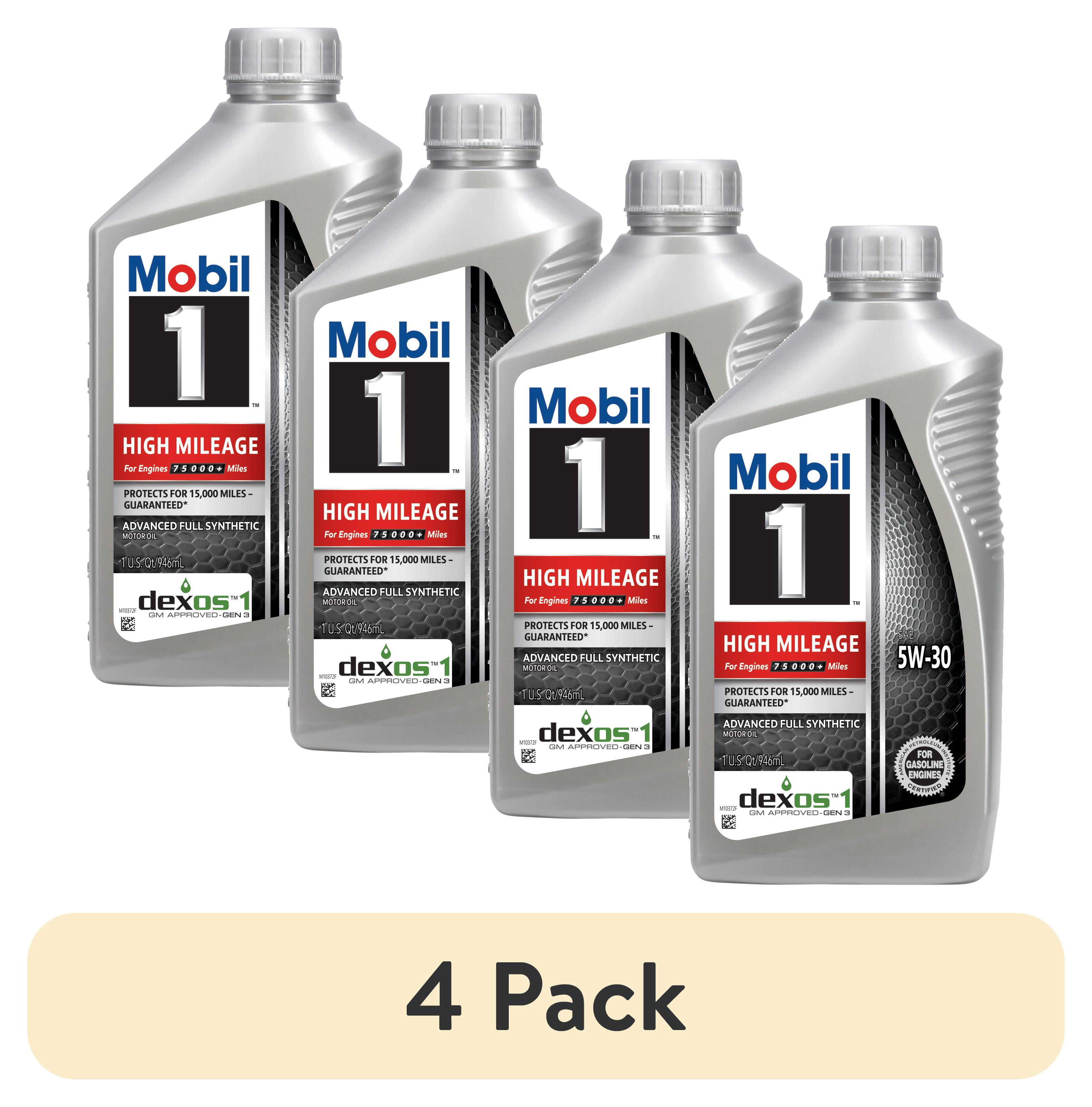 4 pack) Mobil 1 High Mileage Full Synthetic Motor Oil 5W-30, 1