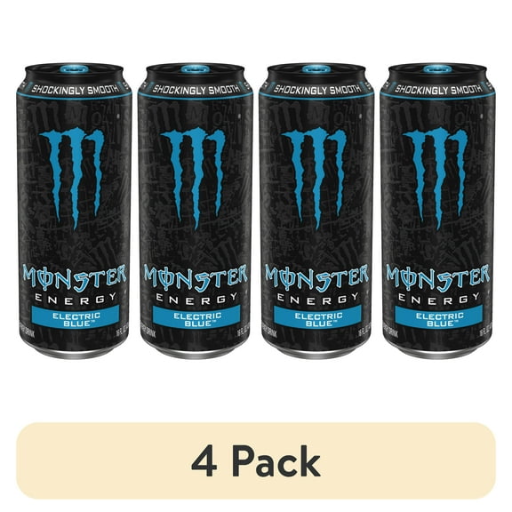 (4 pack) Monster Energy, Electric Blue, Energy Drink, 16 fl oz, Can