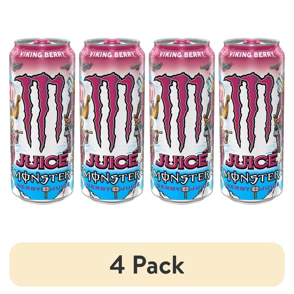 (4 pack) Juice Monster Viking Berry Energy Drink 16oz Can