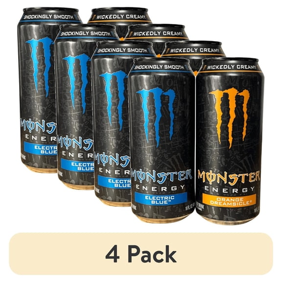 (4 pack) Monster Energy Orange Dreamsicle & Electric Blue Limited Flavor Combo, Ready-to-Drink Energy Drinks - Variety 2-Pack (Two 16oz Cans)