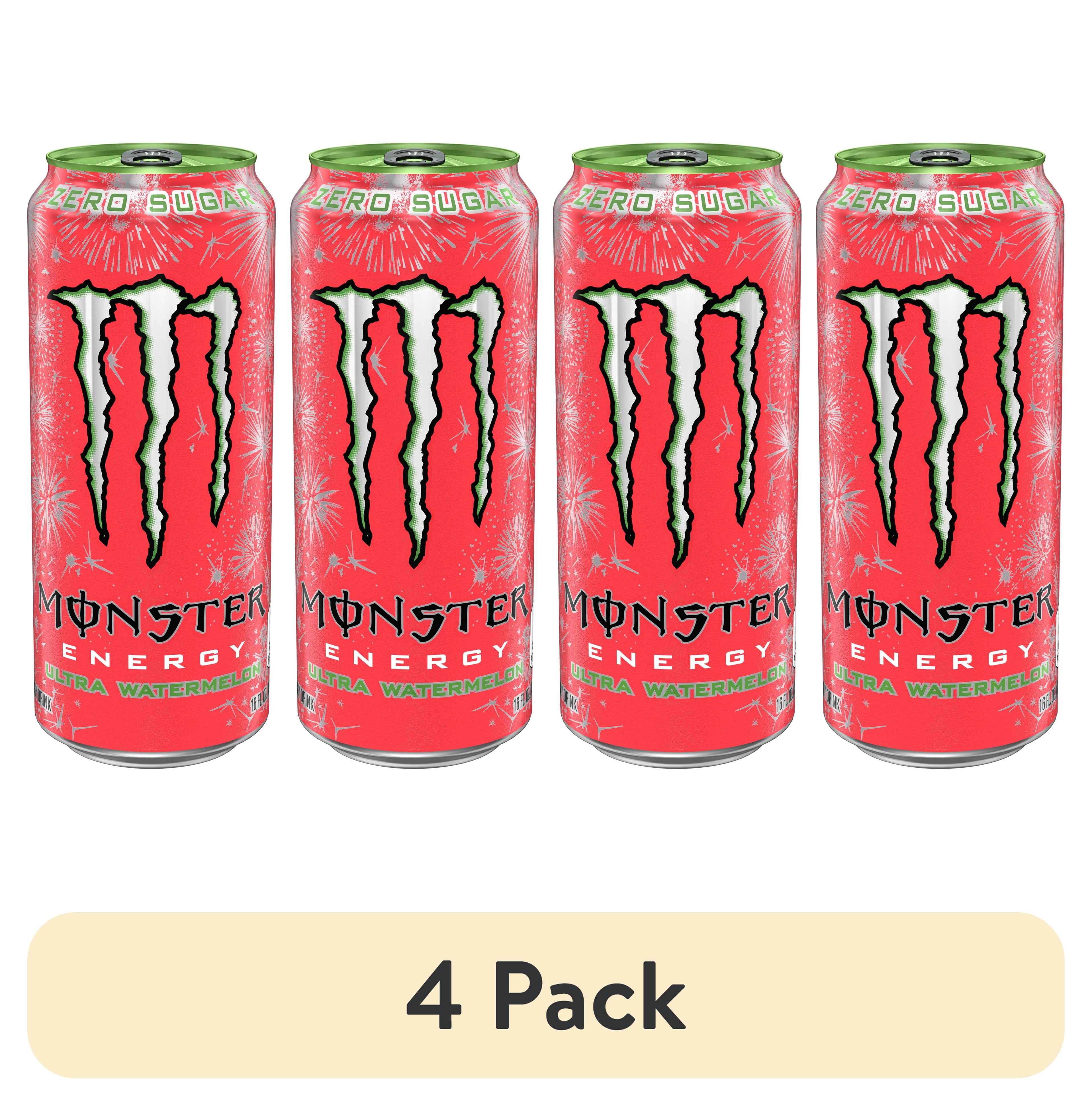 (4 pack) Monster Energy Ultra Watermelon Sugar Free Energy Drink 16 fl oz Can