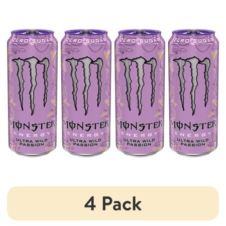 (4 pack) Monster Energy Ultra Wild Passion Sugar Free Energy Drink 16 fl oz Can