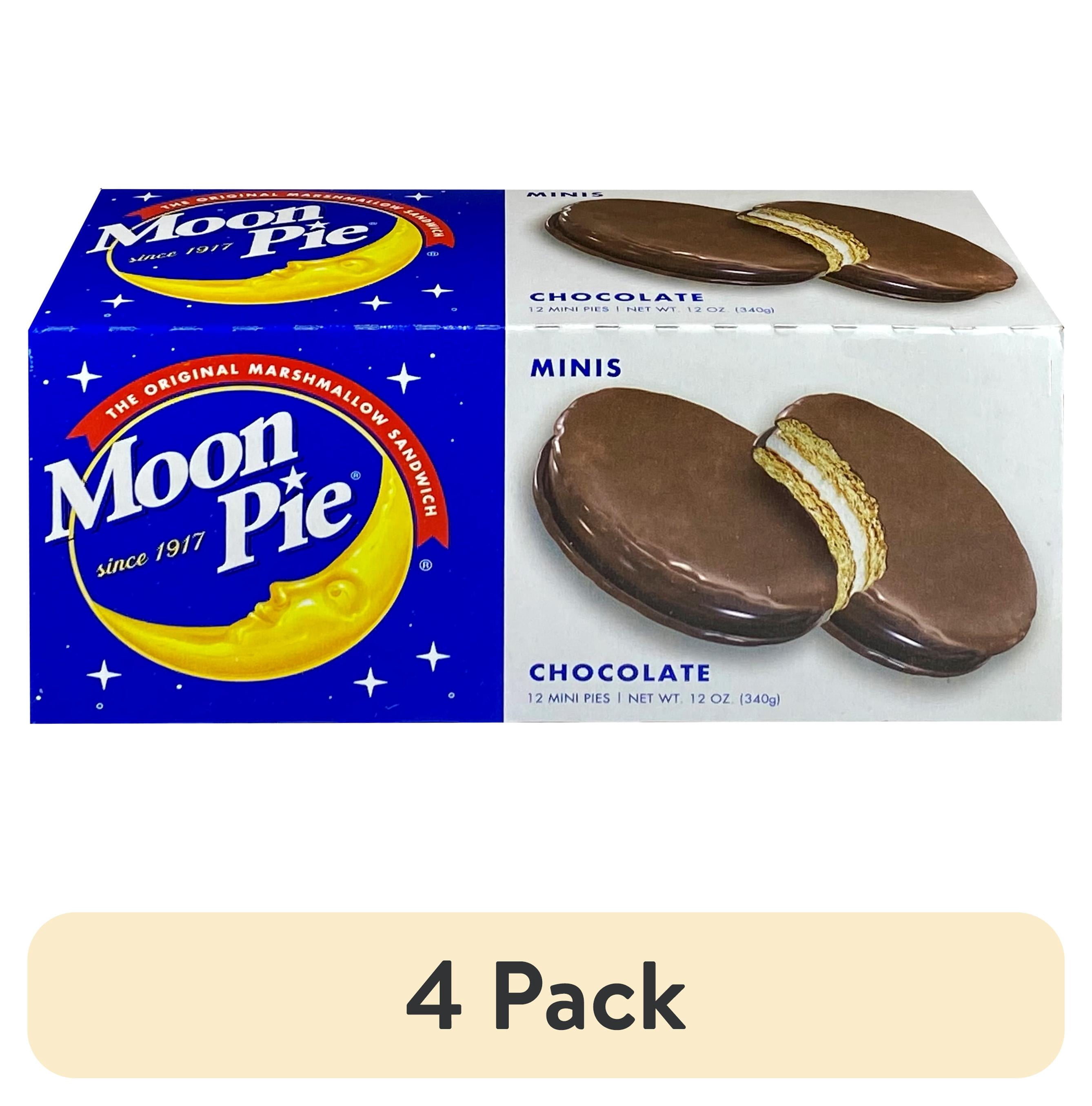 (4 pack) MoonPie Mini Chocolate MoonPies, 12 oz, 12 Count – A Delicious Stuffed Snack Cake with Chocolate Flavor and Marshmallow Filling