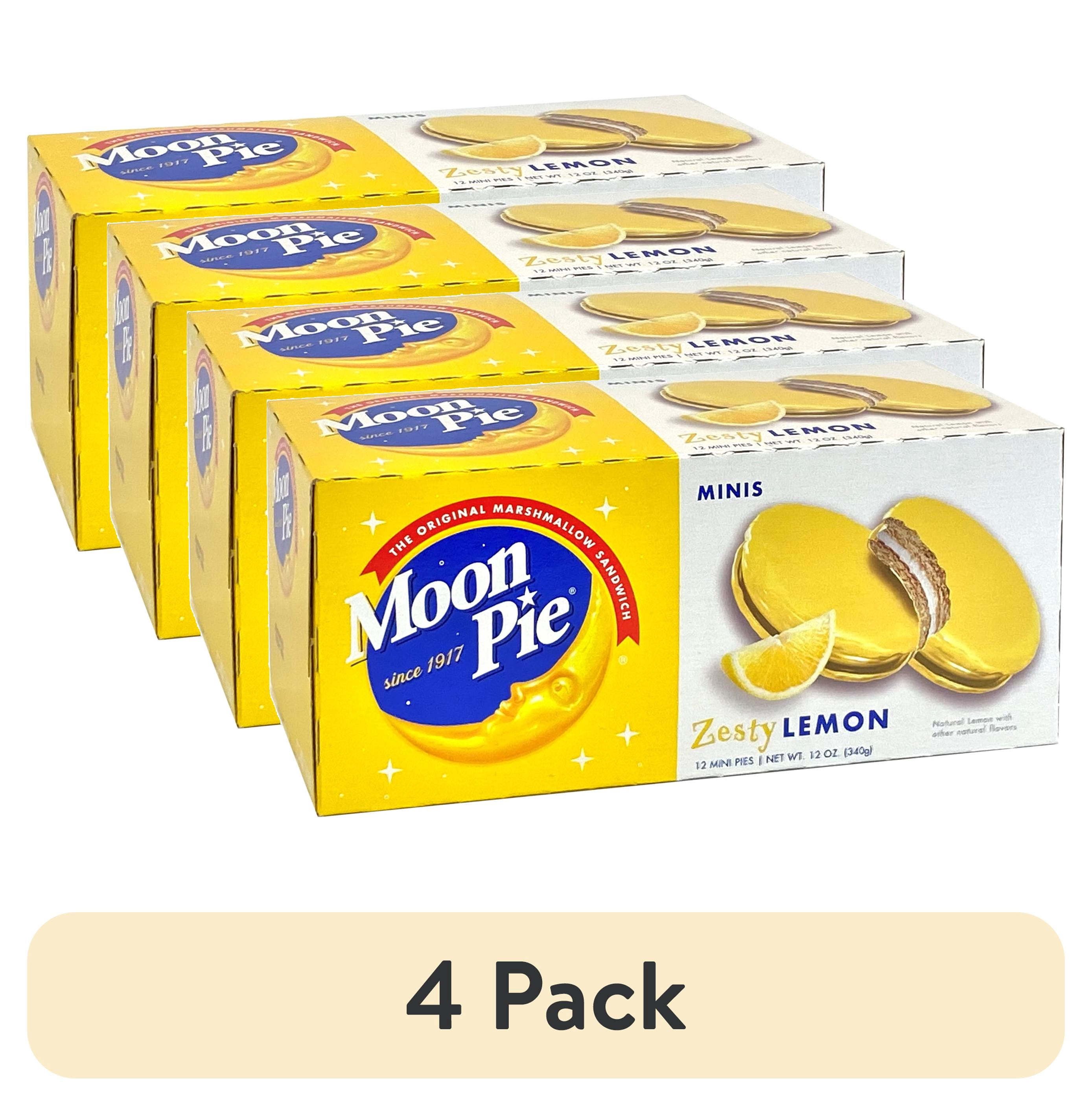 (4 pack) MoonPie Mini Marshmallow Sandwiches Zesty Lemon 12 Count Sweet Snack Treats