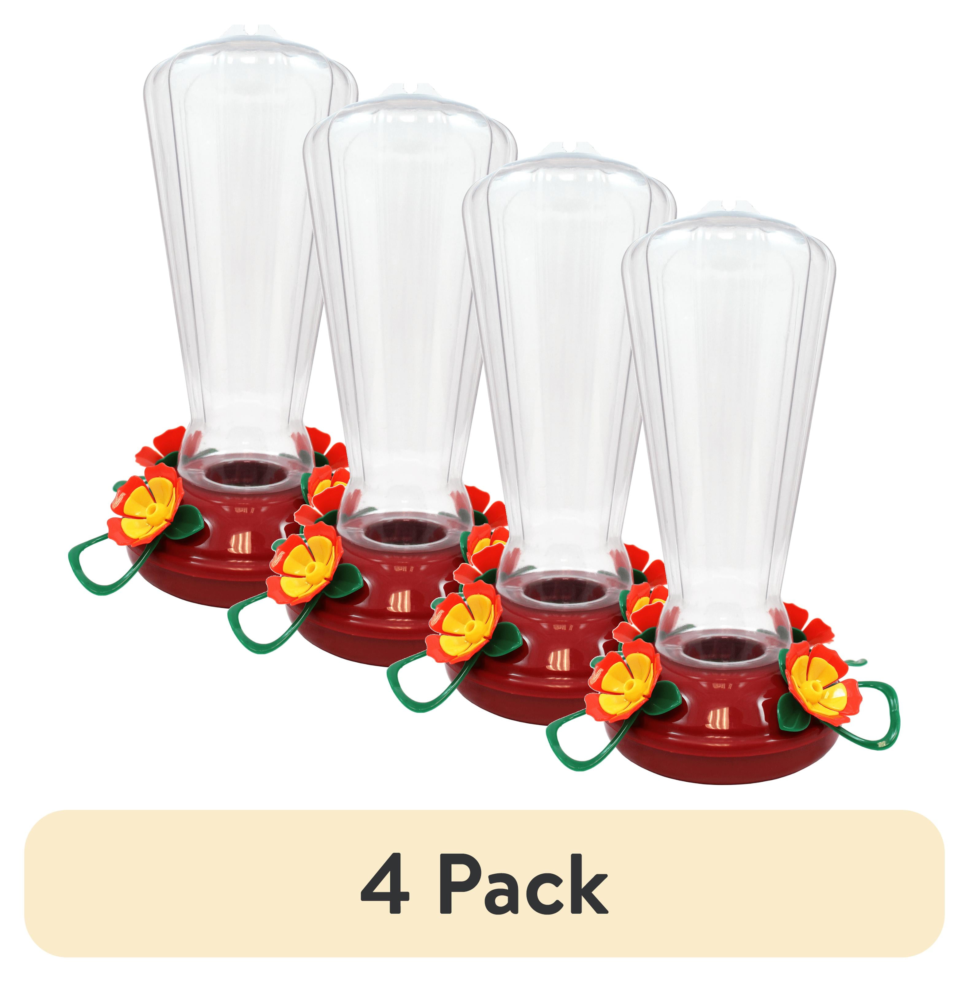 (4 pack) More Birds Hollyhock Hummingbird Feeder with 25 oz Nectar Capacity - Clear Plastic Design