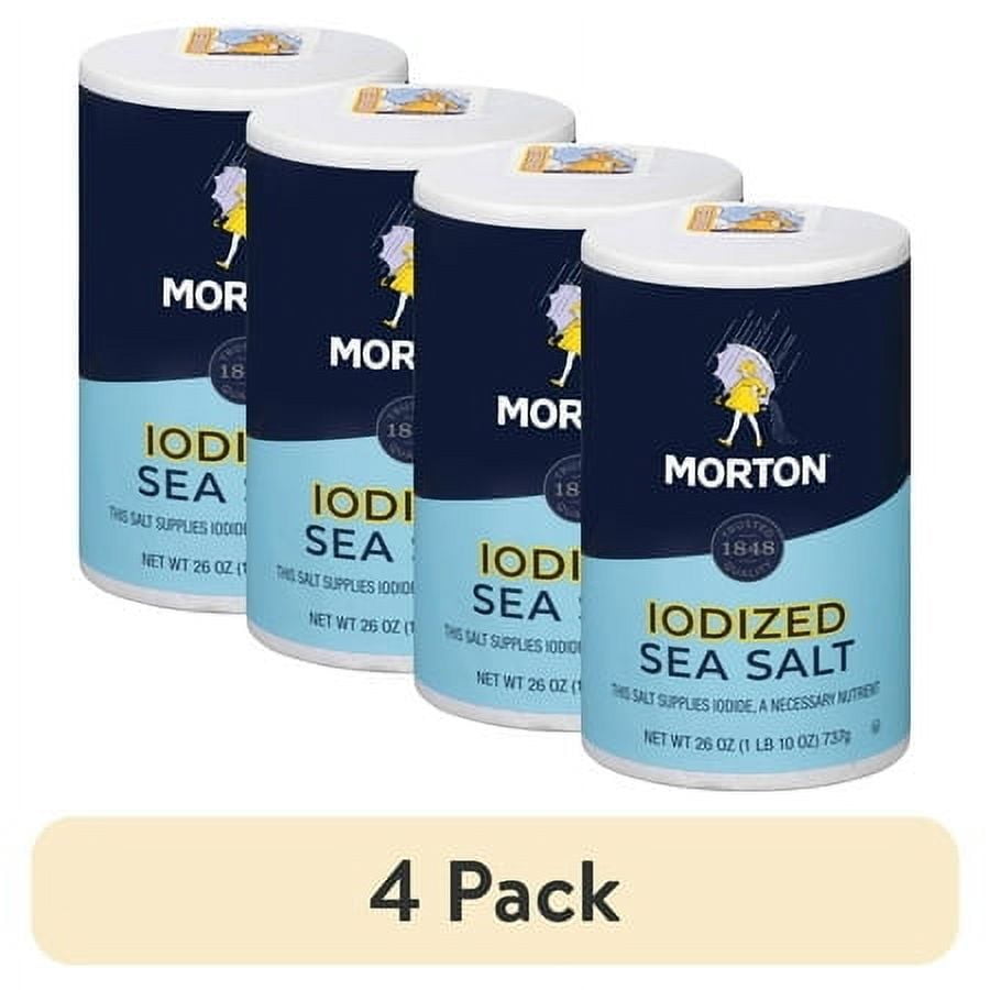 (4 pack) Morton All-Purpose Iodized Sea Salt, Fine Sea Salt, 26 oz