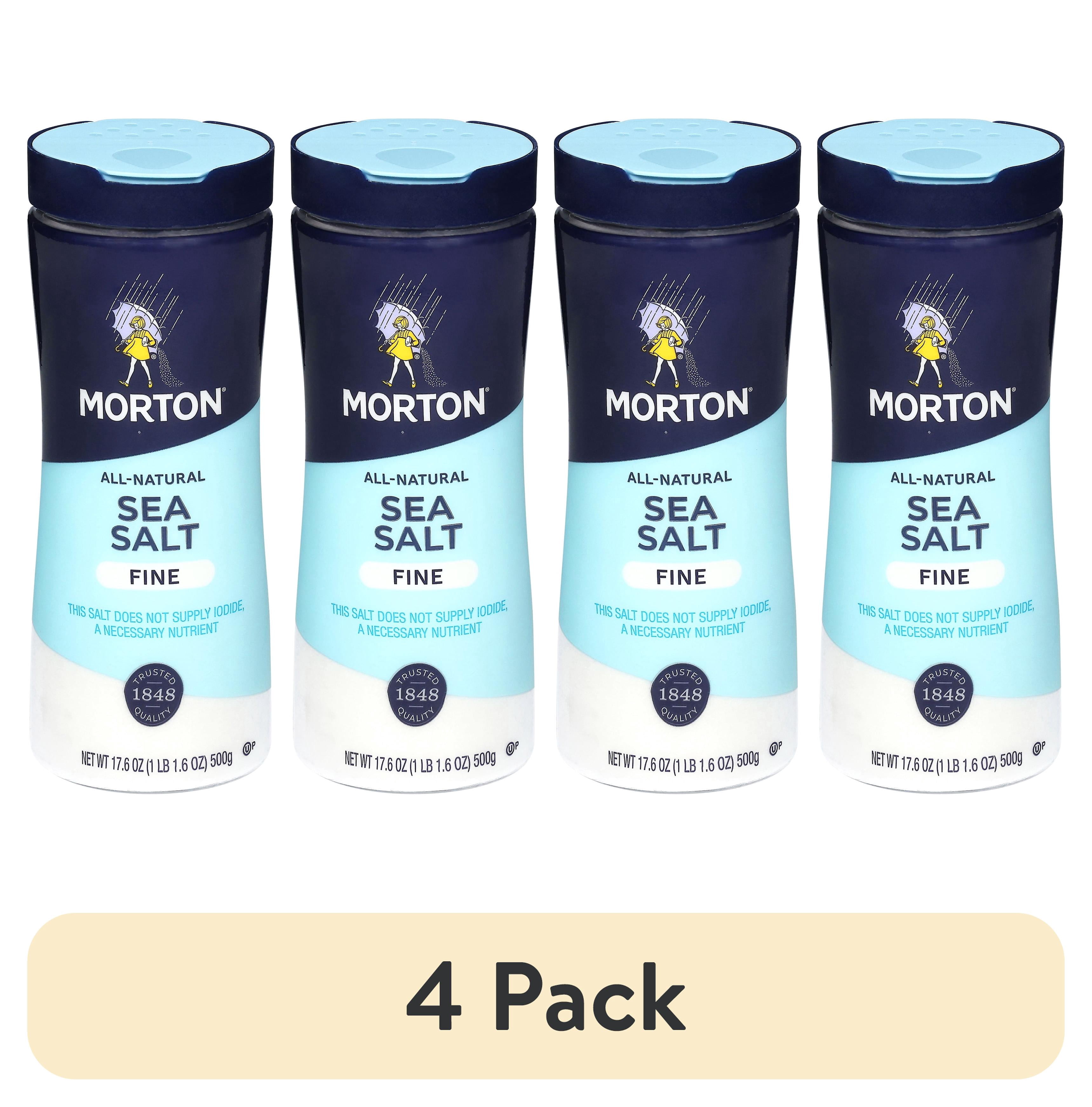 (4 pack) Morton All-Natural Fine Sea Salt, 17.6 Oz