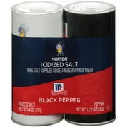 (4 pack) Morton Iodized Salt & McCormick Pepper Shakers Set, 5.25 oz