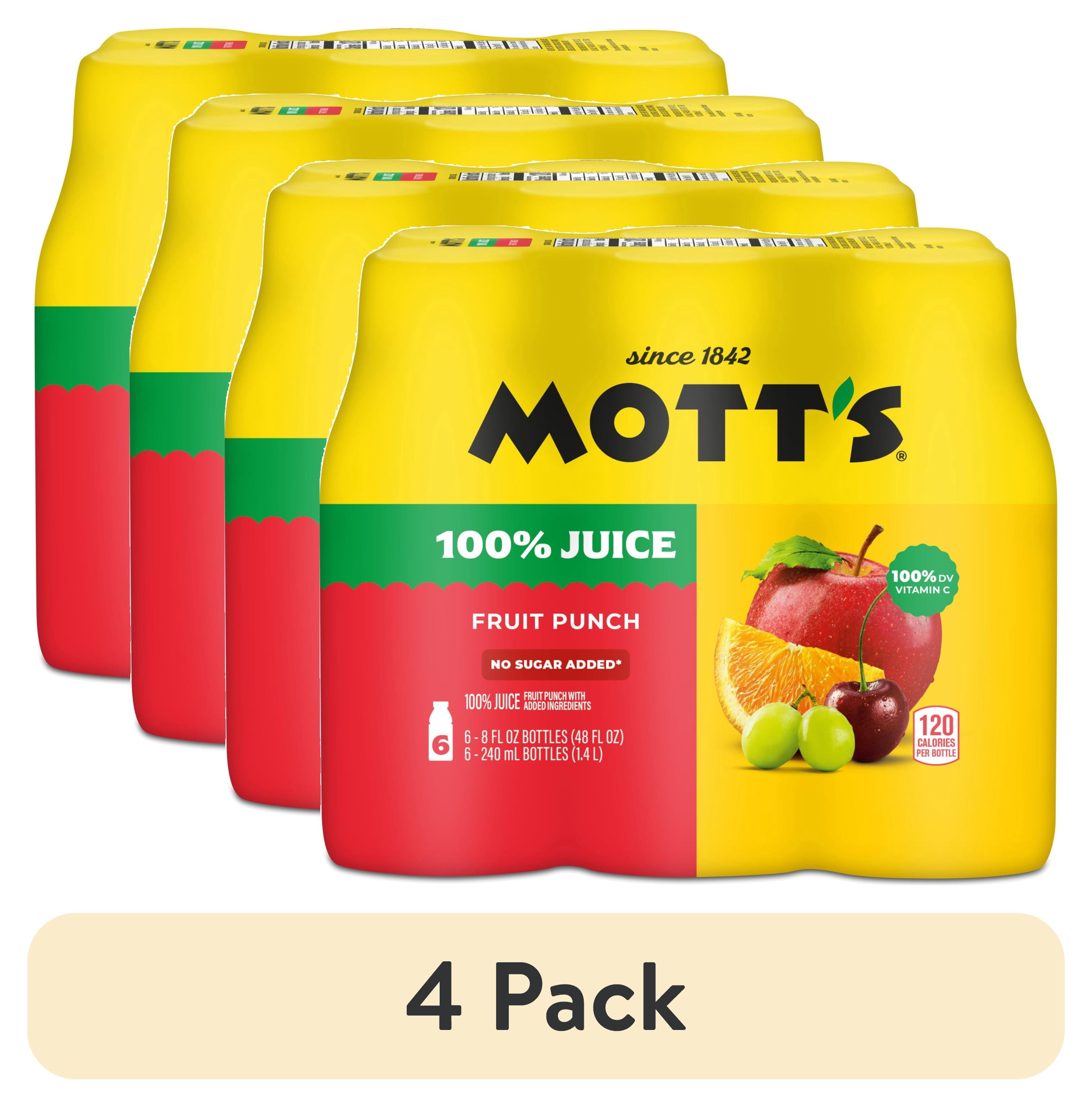 (4 pack) Mott's 100% Fruit Punch Juice, 8 fl oz, 6 pack