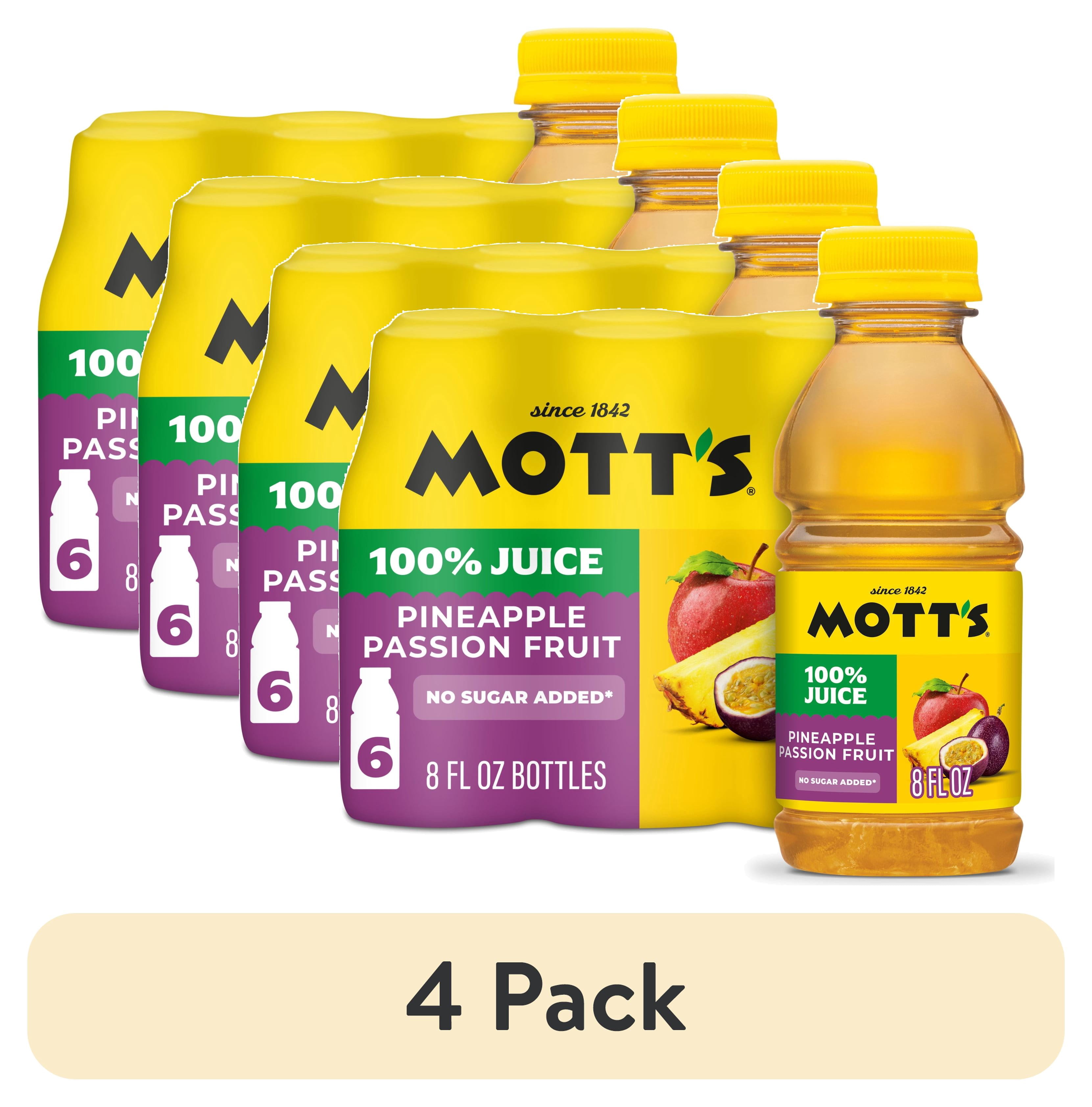(4 pack) Mott's 100% Pineapple Passion Fruit Juice Blend, 8 fl oz, 6 Count Bottles