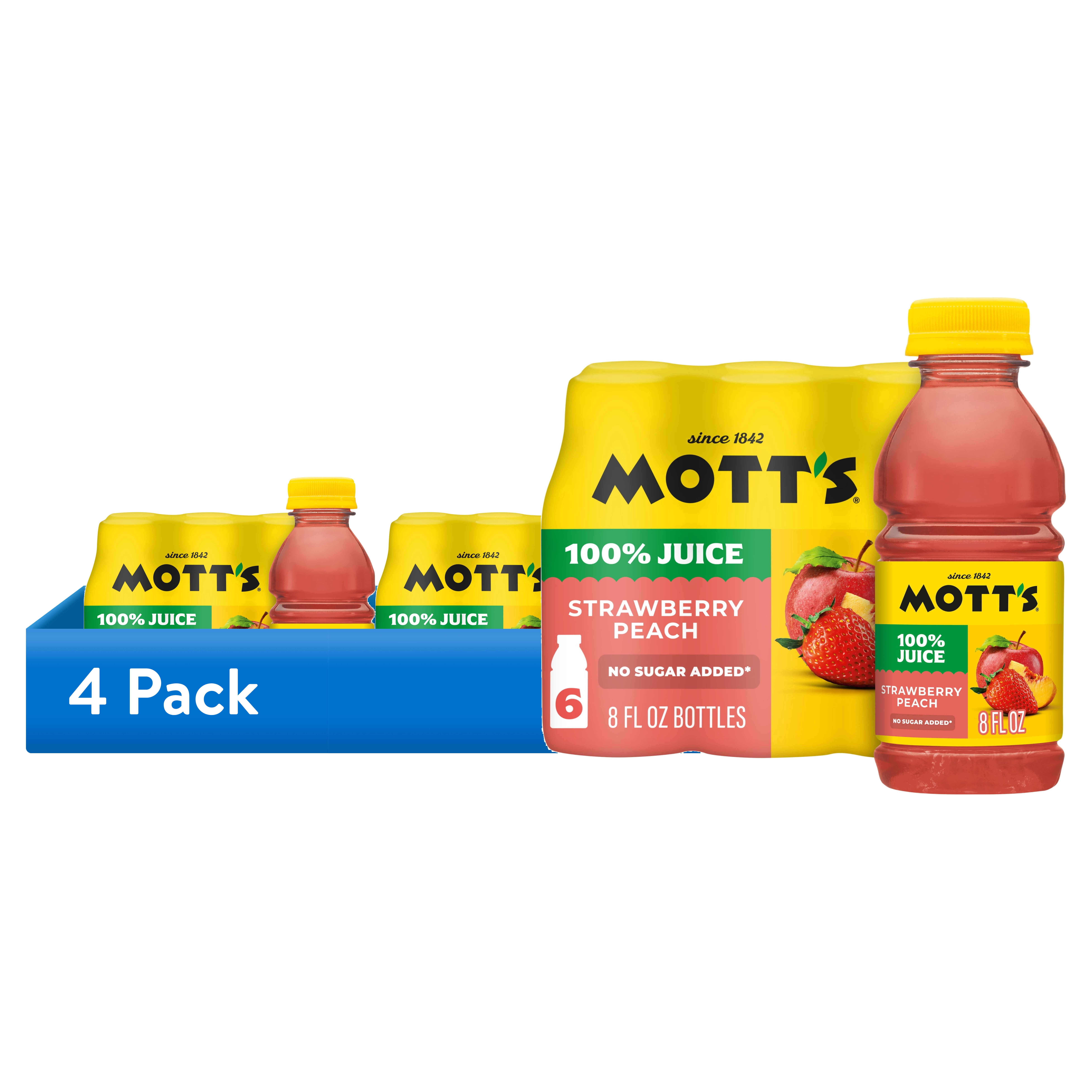 (4 pack) Mott's 100% Strawberry Peach Juice, 8 Fluid Ounce, 6 Count Bottles