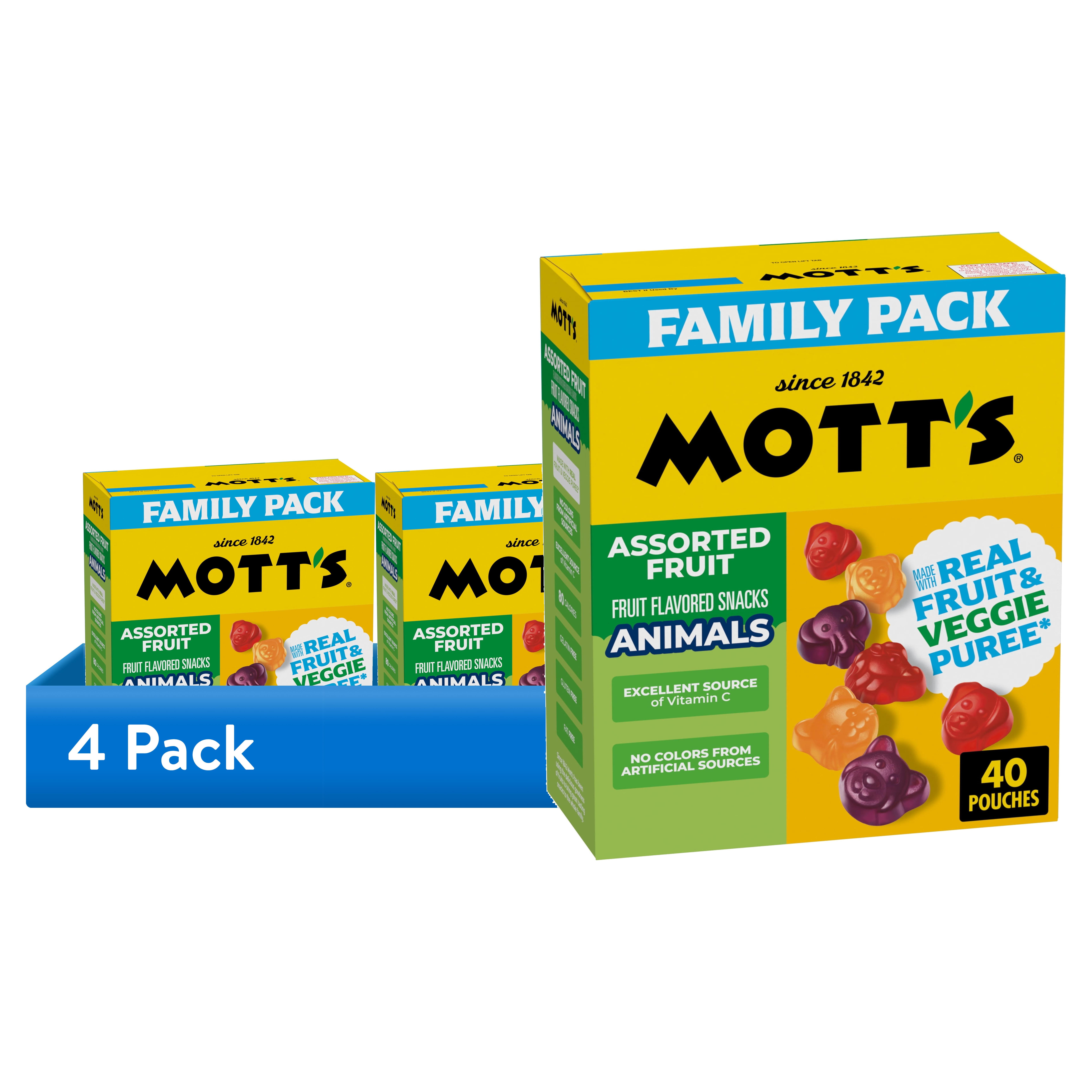 (4 pack) Mott's Animals Assorted Fruit Flavored Snacks, Valentine's Day, Family Pack, 40 Count, 32 oz