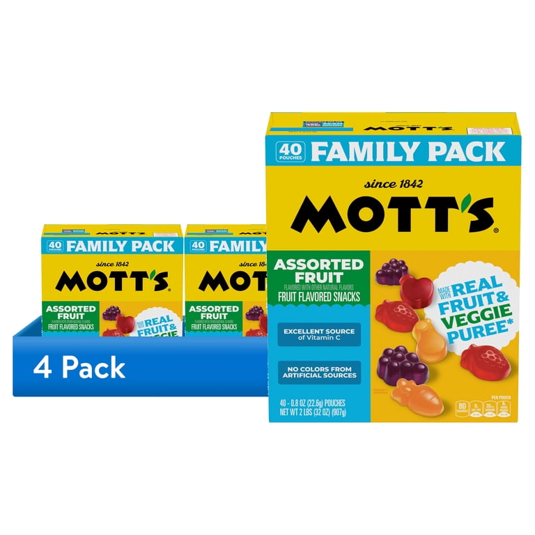 4 pack) Mott's Gluten Free Assorted Fruit Flavored Snacks, Made