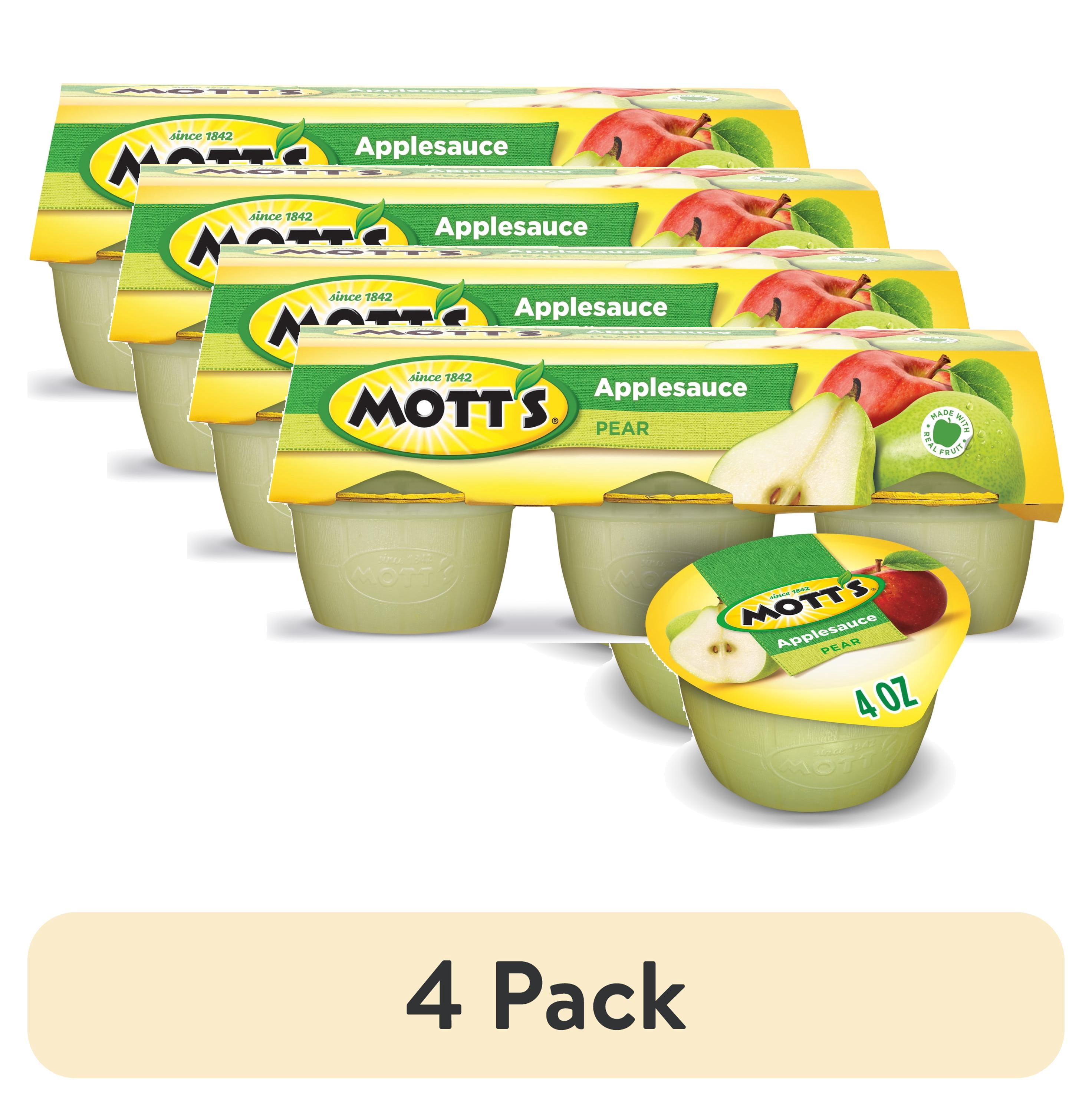 (4 pack) Mott's Pear Applesauce, 4 Ounce Cups, 6 Count