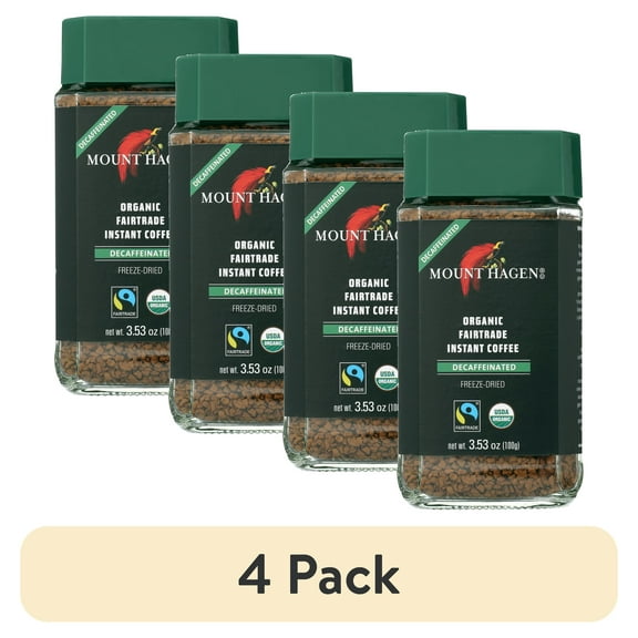 (4 pack) Mount Hagen Freeze Dried Instant Decaf Coffee - 3.53 Ounce