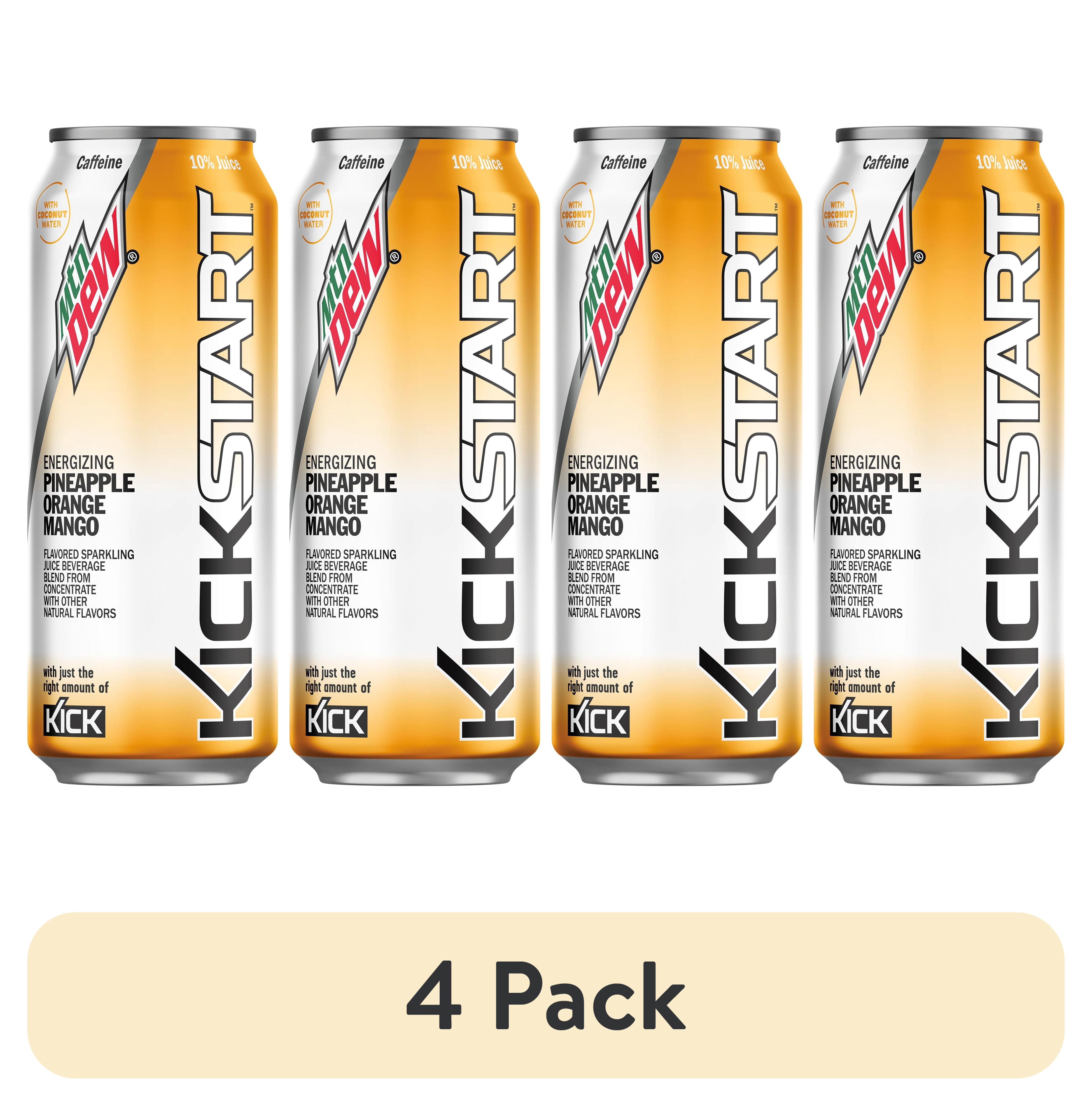 4 pack) Mountain Dew Kickstart Pineapple Orange & Mango Soda Pop