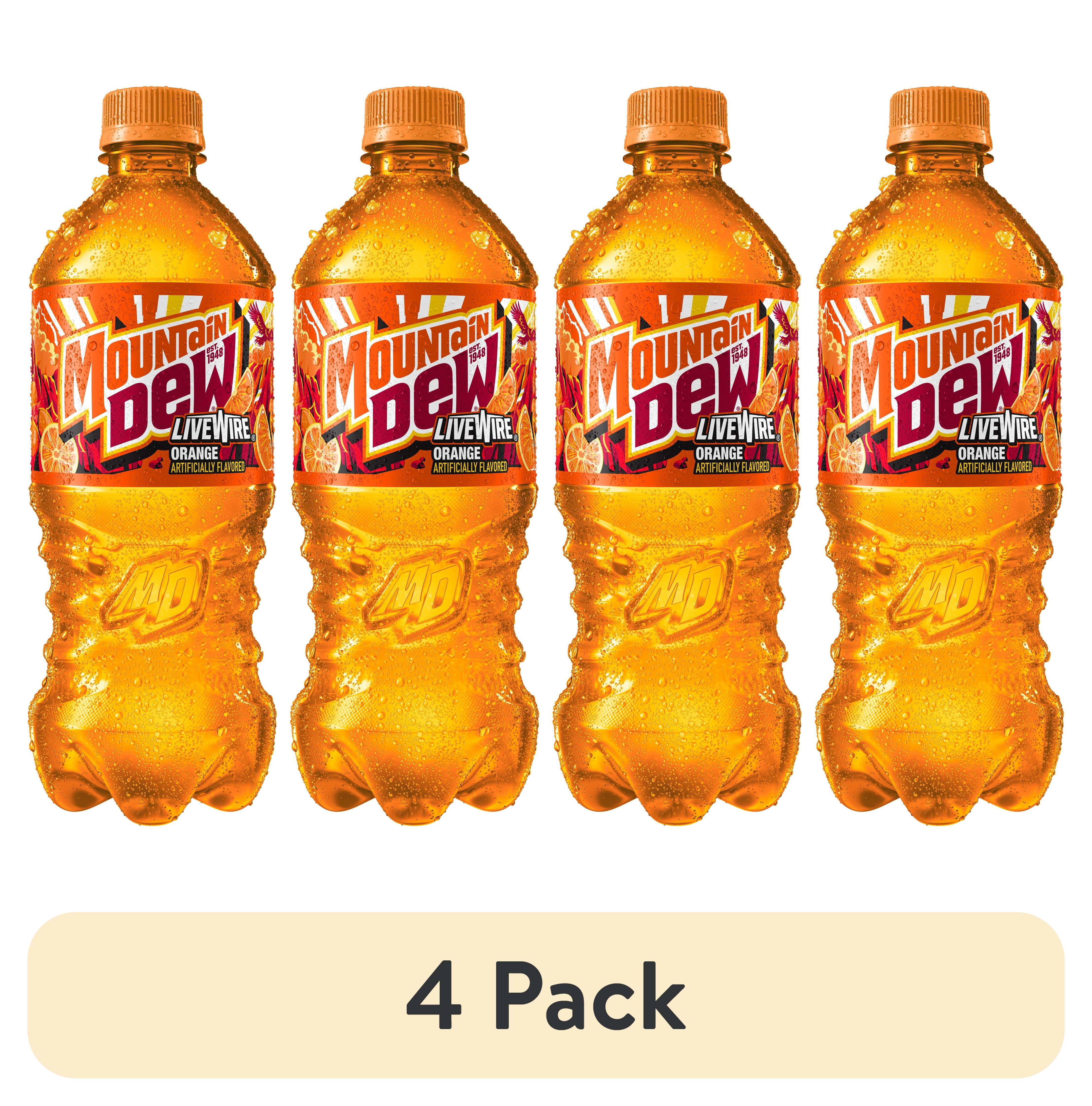 (4 pack) Mountain Dew Livewire Orange Soda, 20 fl oz Bottle