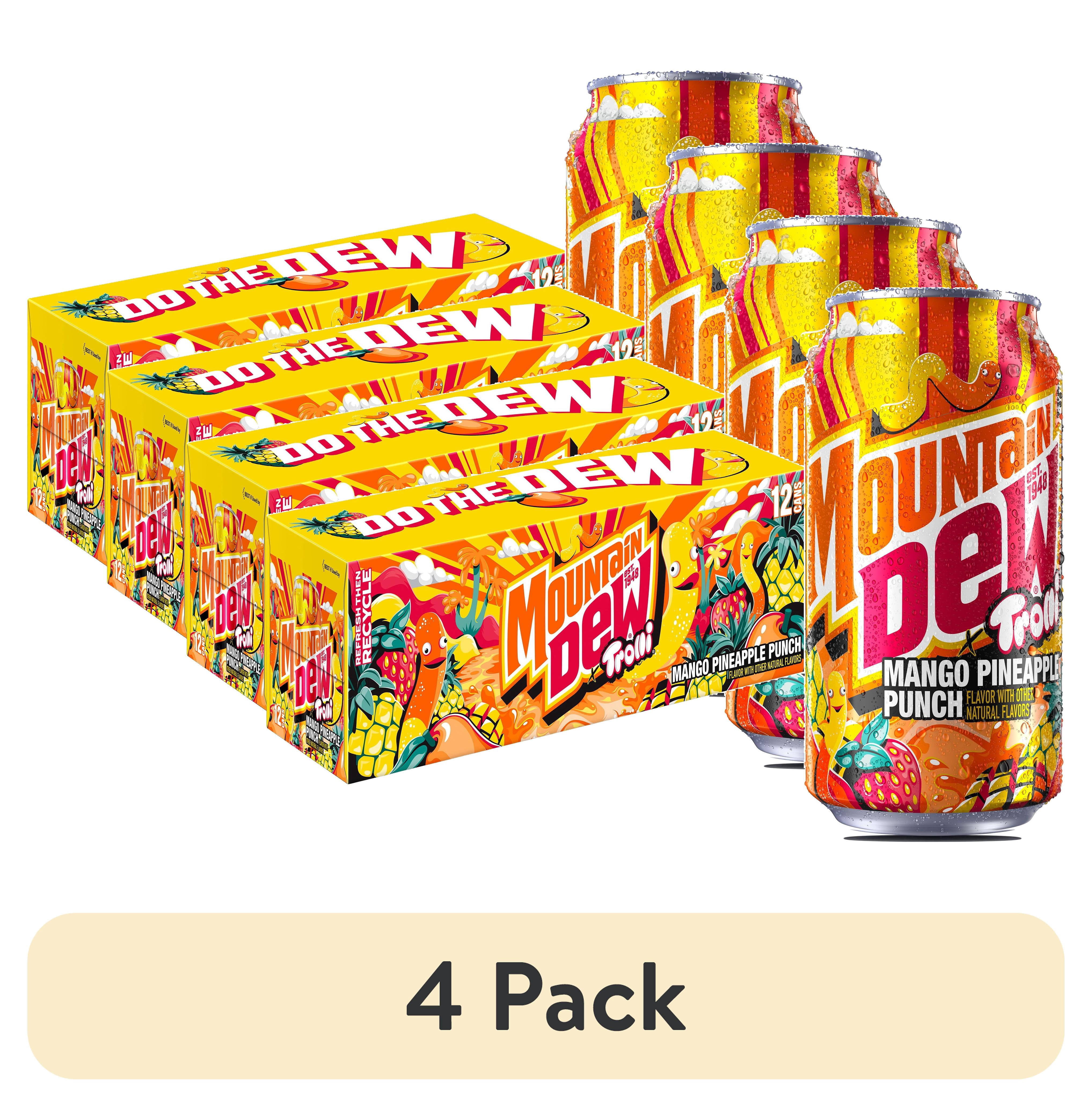 (4 pack) Mountain Dew x Trolli Mango Pineapple Punch 12 fl oz, 12ct Can