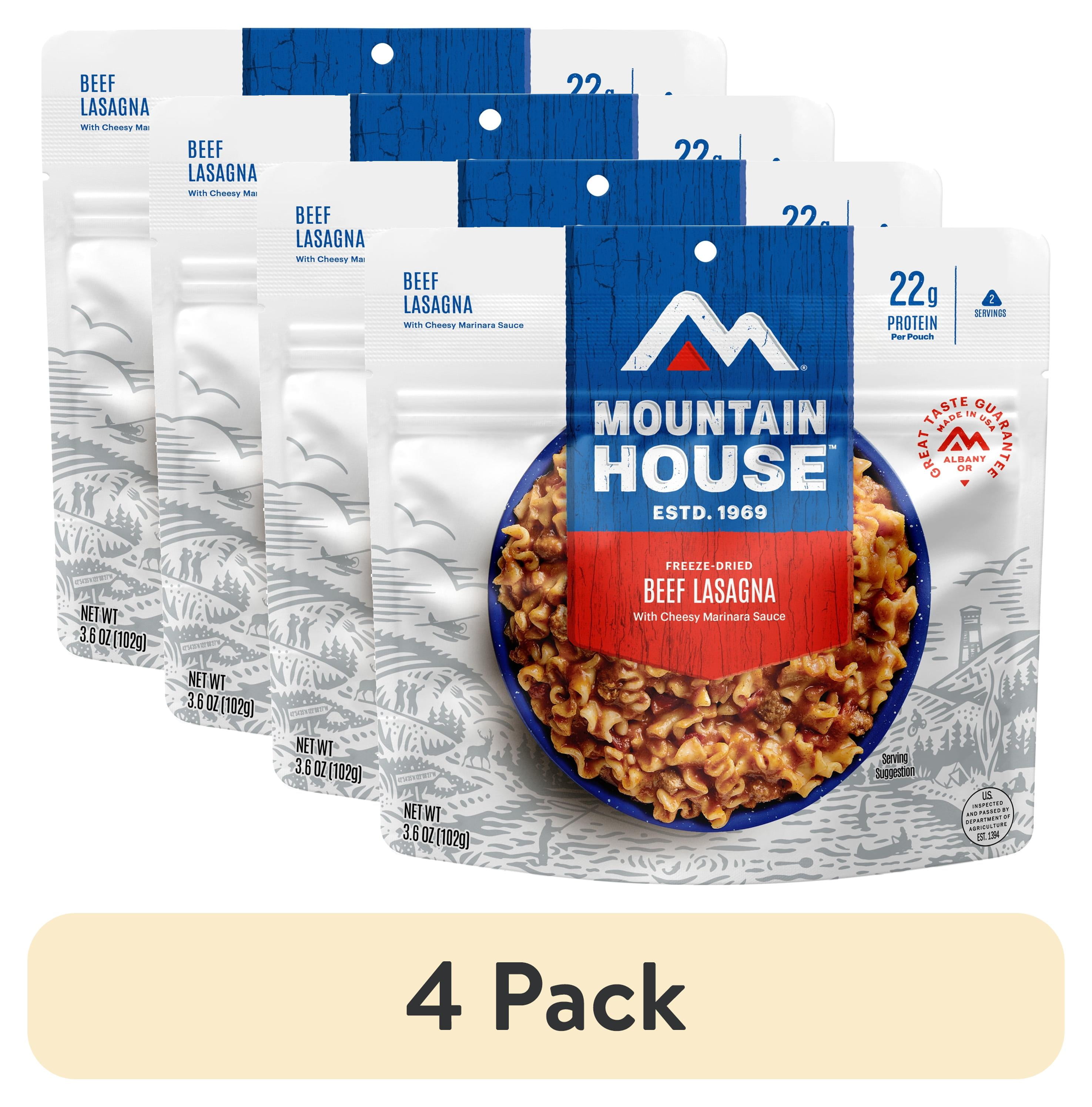 (4 pack) Mountain House Lasagna w/Meat Sauce, Freeze-Dried Camping & Backpacking Food, 2 Serving