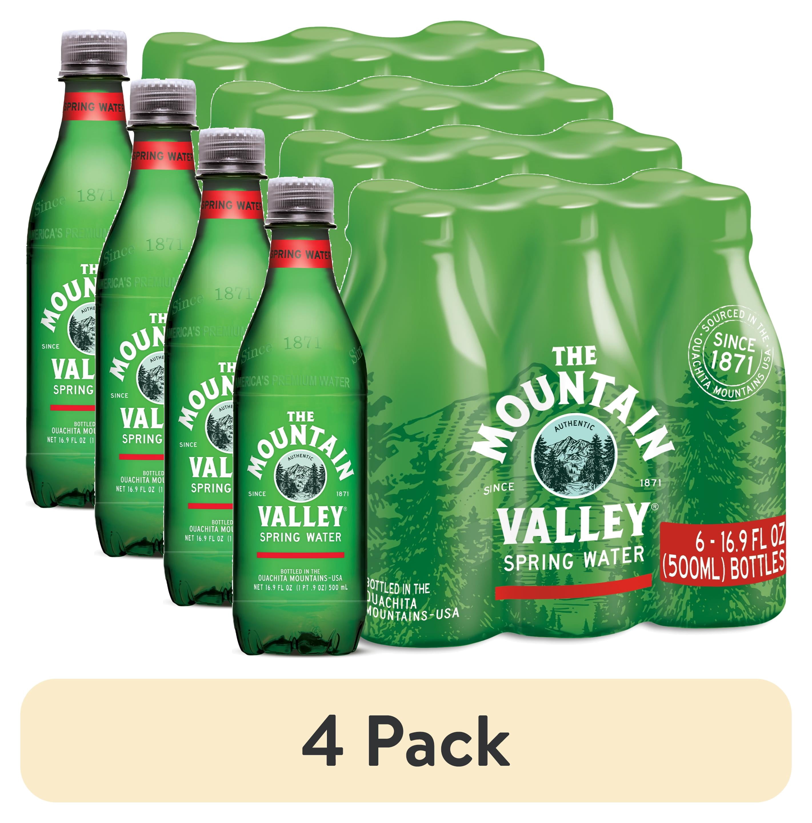 (4 pack) Mountain Valley Spring Water, 16.9 fl oz, 6-pack Plastic Bottles