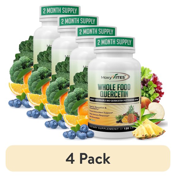 (4 pack) MoxyVites Quercetin with Bromelain 500mg, High Absorption, Phytosome Form, Vegan, 120 Capsules
