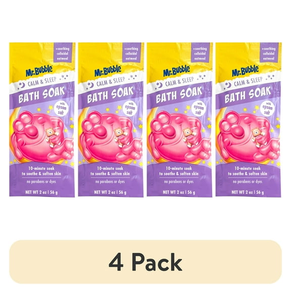 (4 pack) Mr. Bubble Calm & Sleep Bath Soak with Epsom Salt and Colloidal Oatmeal, 2 oz.