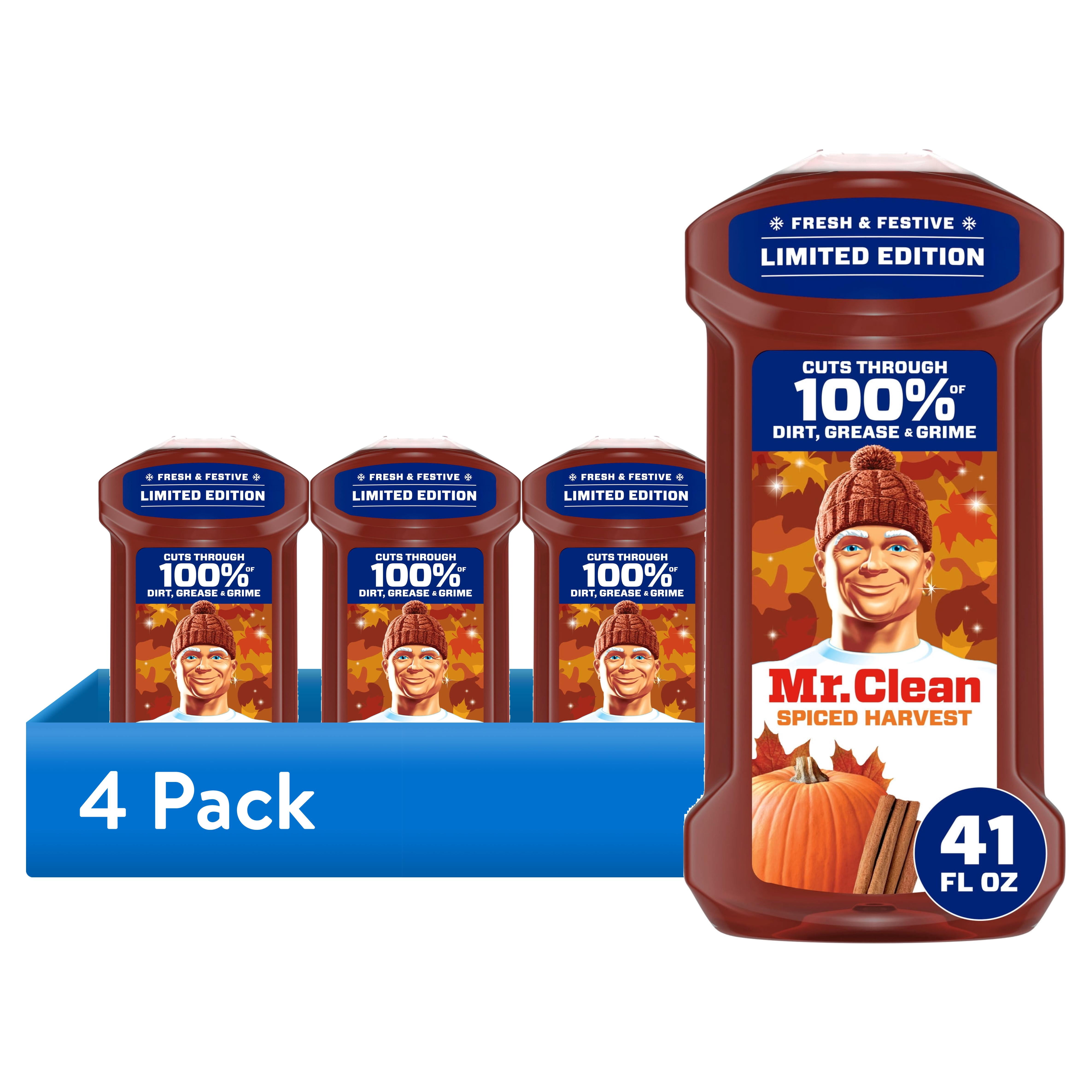 (4 pack) Mr. Clean All Purpose Cleaner, Floor Cleaner, Mop Soap, Cleaning Liquid, Spiced Harvest, Pumpkin, 41 fl oz