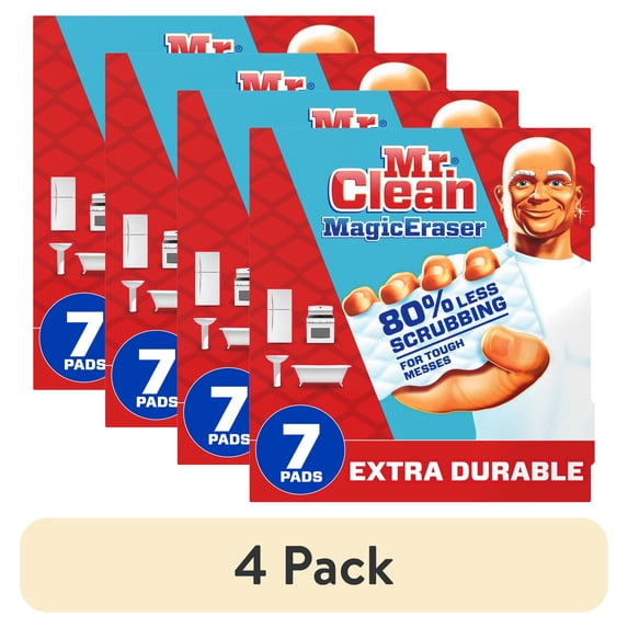 (4 pack) Mr. Clean Magic Eraser Extra Durable All Purpose Cleaning Pads with Durafoam 7 Count