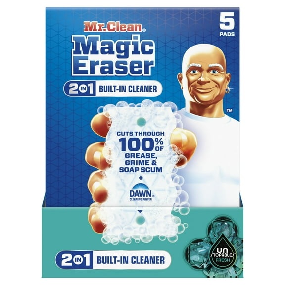 (4 pack) Mr. Clean Magic Eraser Foaming Sponge, All Purpose Cleaner, Dawn Cleaning Power, Ultra Foamy, 5ct