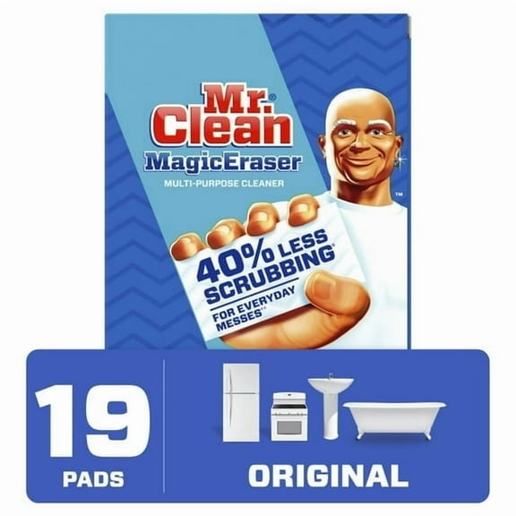 (4 pack)Mr. Clean Original Magic Eraser Cleaning Pads with Durafoam, 19 count