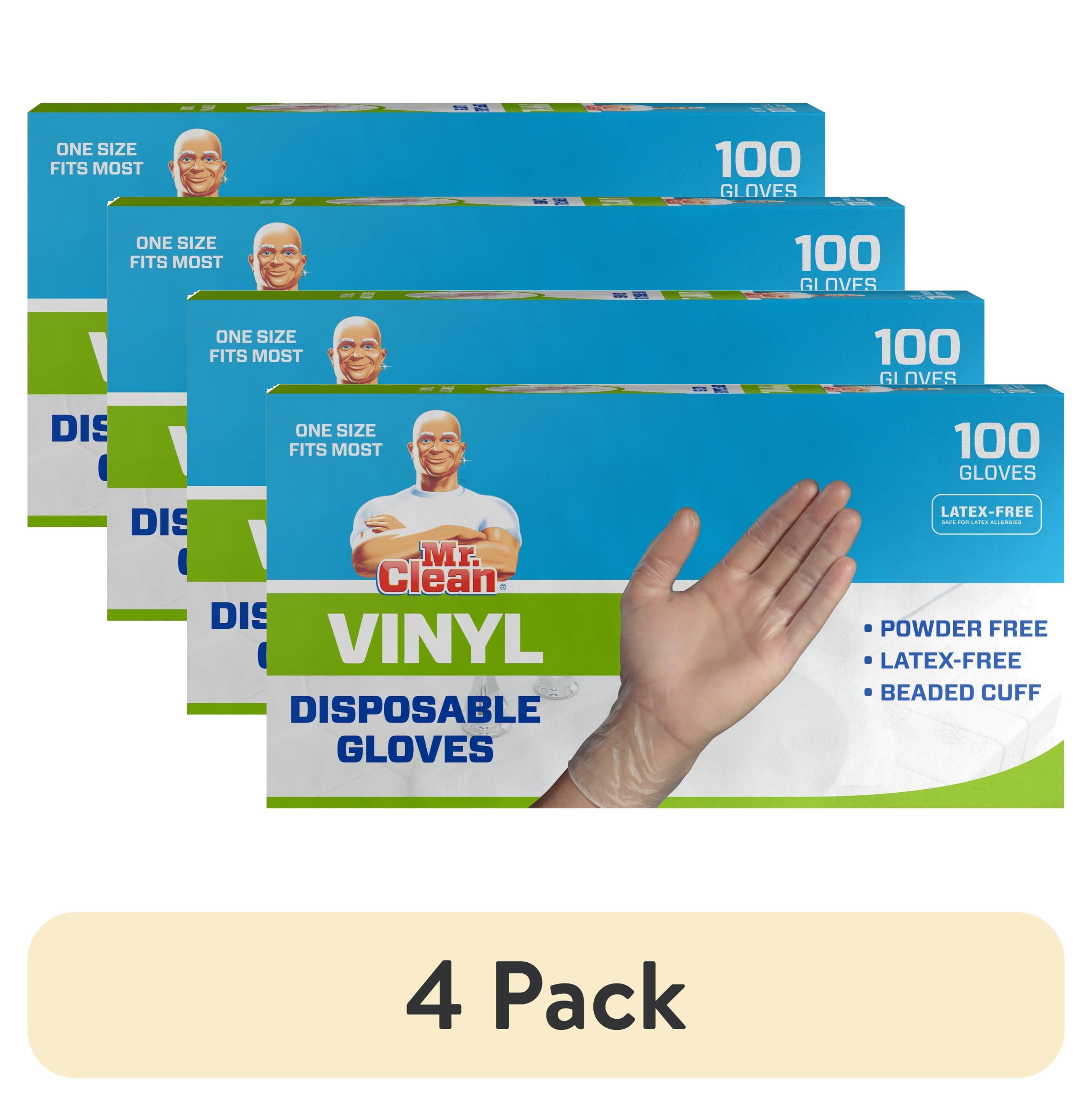 (4 pack) Mr. Clean Vinyl Disposable Gloves, 100 Count