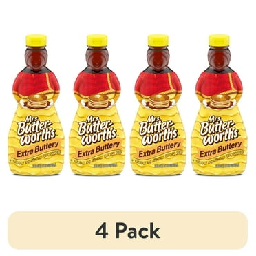 (4 pack) Mrs. Butterworth's Extra Buttery Pancake Syrup, 24 fl. oz.