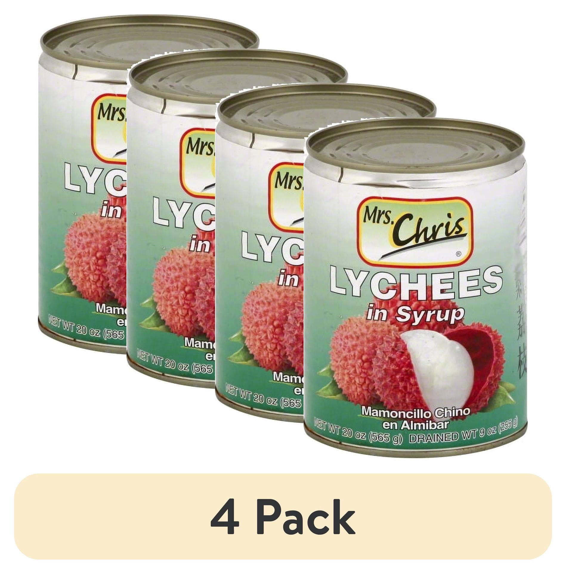 (4 pack) Mrs. Chris Lychees in Syrup, 15.5 oz