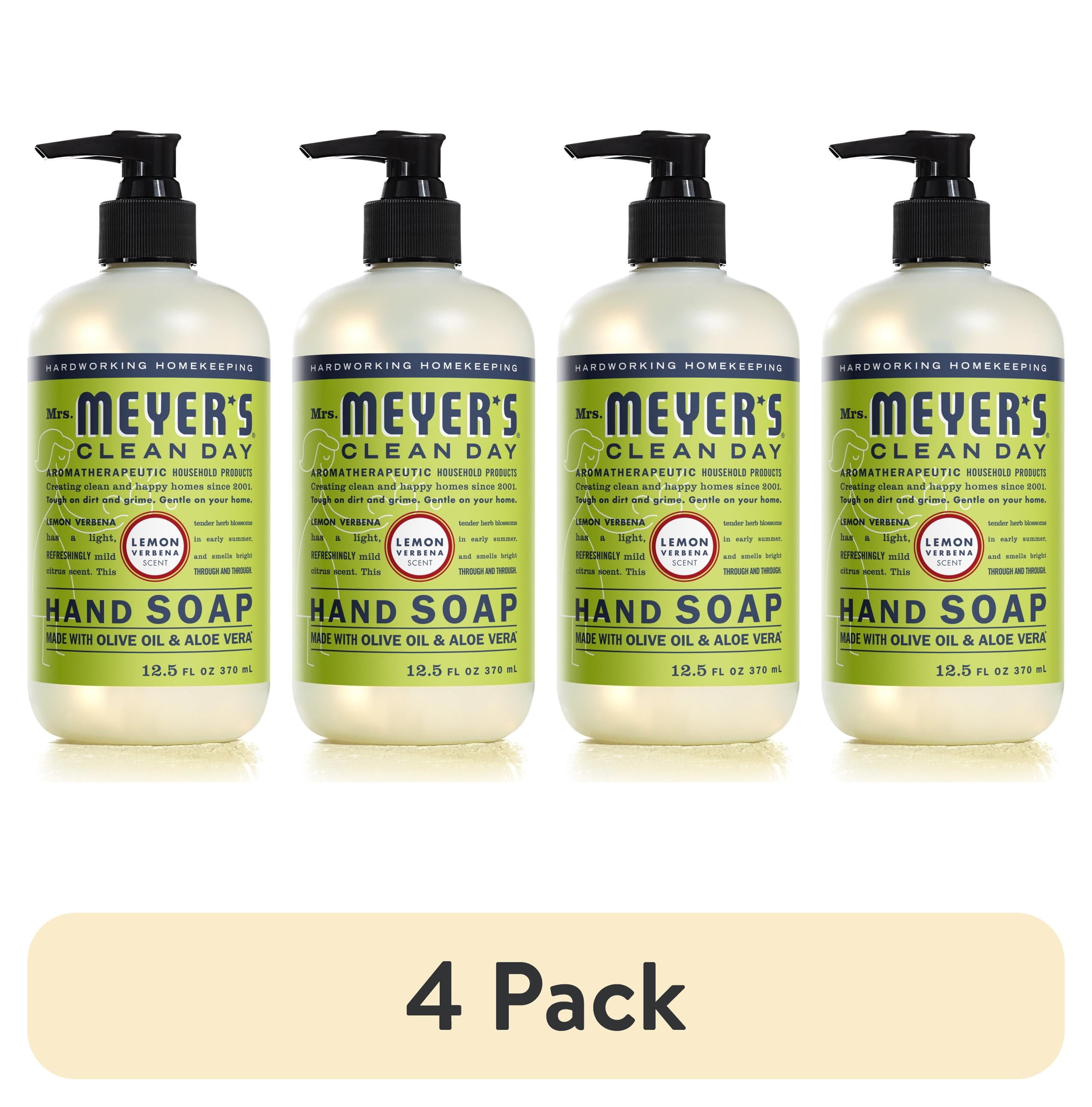 (4 pack) Mrs. Meyer's Clean Day Liquid Hand Soap, Lemon Verbena Scent, 12.5 Ounce Bottle