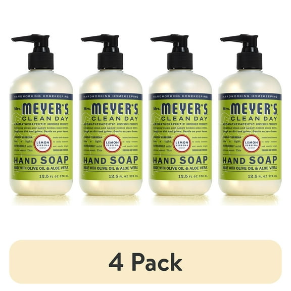 (4 pack) Mrs. Meyer's Clean Day Liquid Hand Soap, Lemon Verbena Scent, 12.5 Ounce Bottle