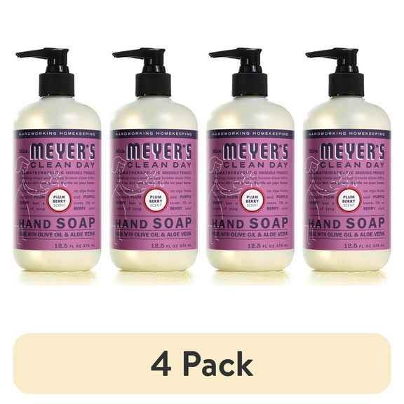(4 pack) Mrs. Meyer's Clean Day Liquid Hand Soap, Plum Berry Scent, 12.5 Ounce Bottle