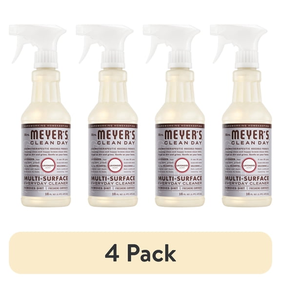 (4 pack) Mrs. Meyer's Clean Day Multi-Surface Everyday Cleaner, Lavender Scent, 16 Fl Oz Bottle
