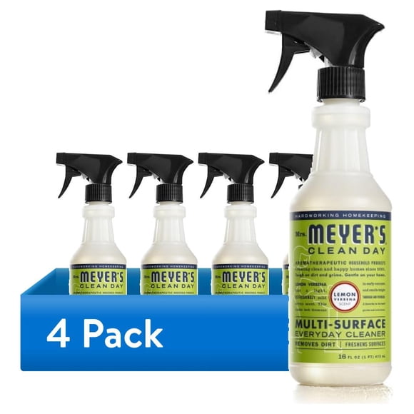 (4 pack) Mrs. Meyer’s Clean Day Multi-Surface Everyday Cleaner, Lemon Verbena Scent, 16 Ounce Bottle