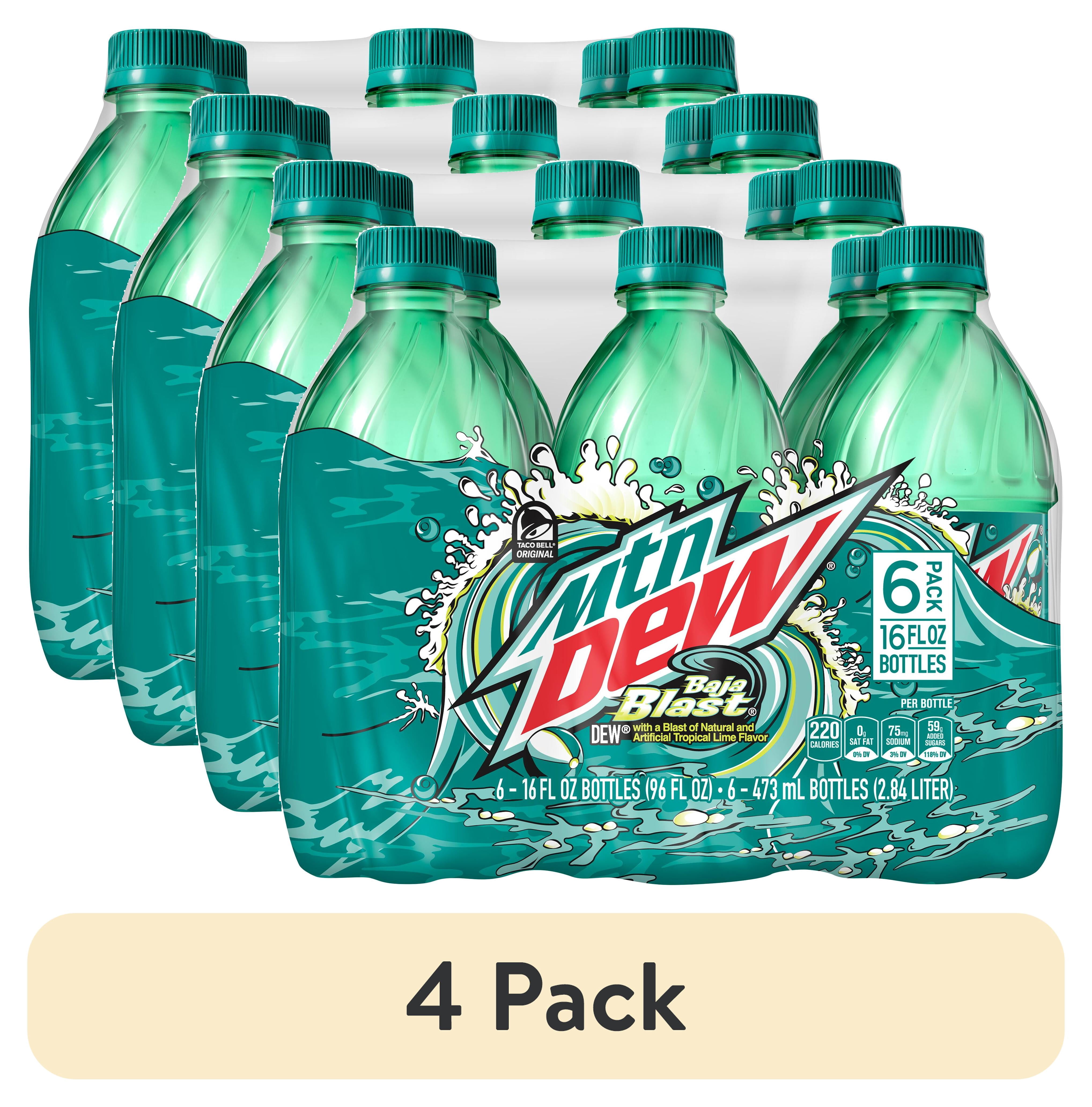 (4 pack) Mtn Dew Baja Blast, 16 oz Bottles, 6 Count