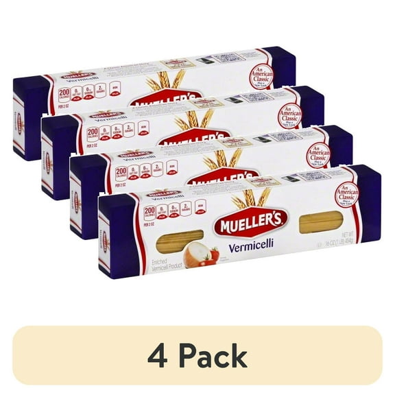 (4 pack) Mueller's Sodium-Free, Cholesterol-Free Vermicelli Pasta, 16 oz (Shelf-Stable)
