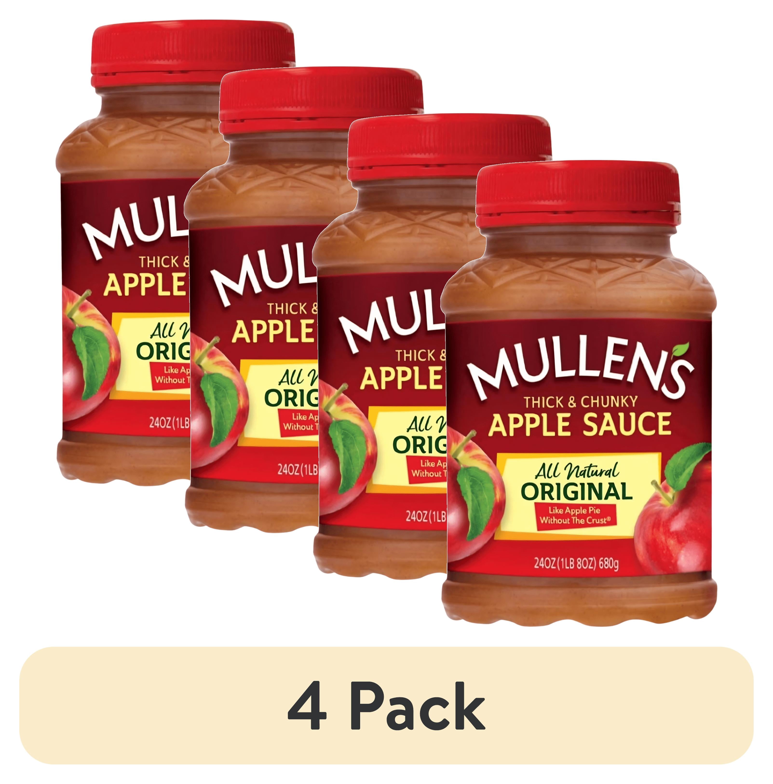 (4 pack) Mullen's Thick & Chunky Original Applesauce, 24 oz Jar