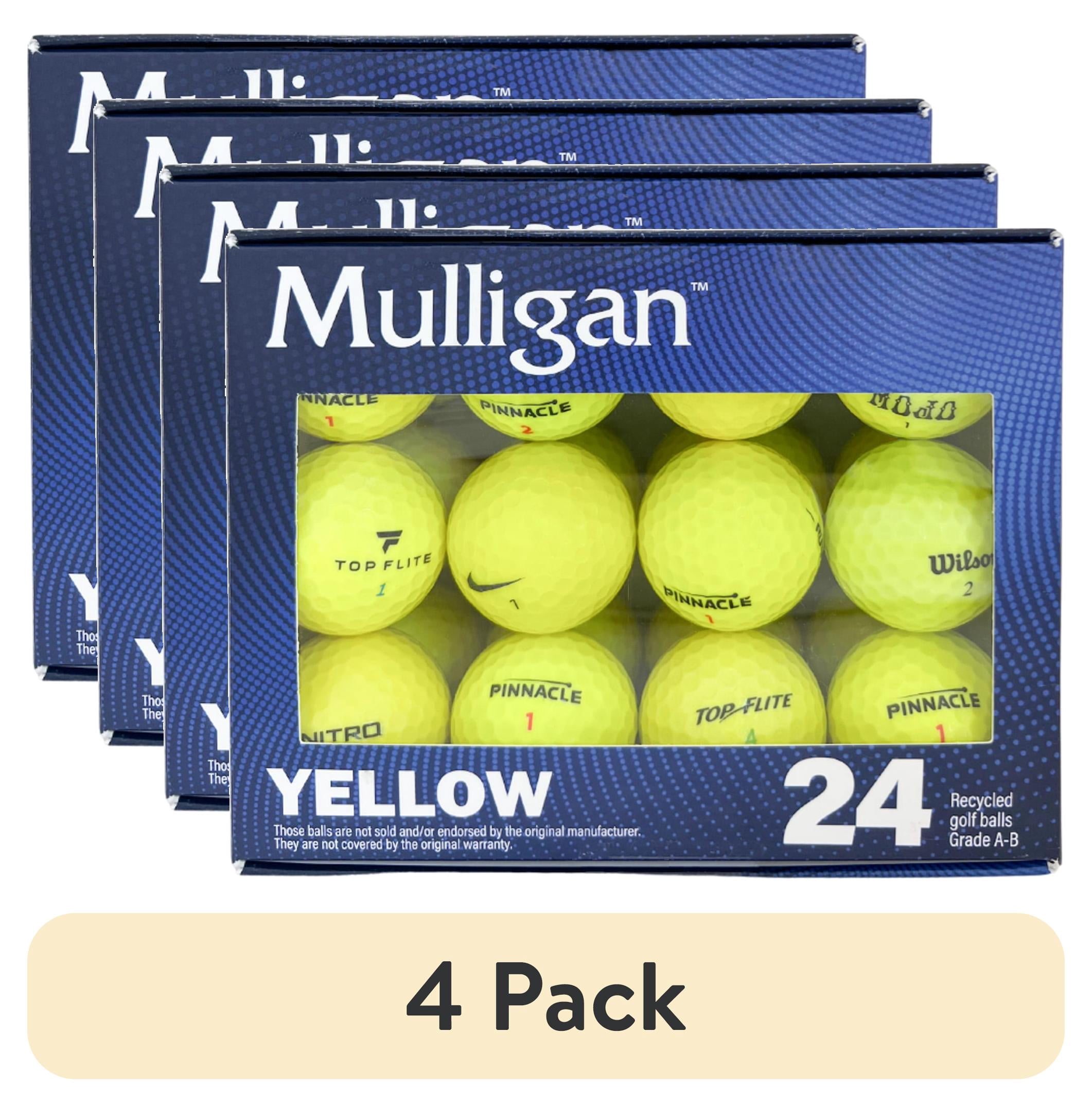 (4 pack) Mulligan Recycled Yellow Golf Balls, Mixed Brands – 24pk