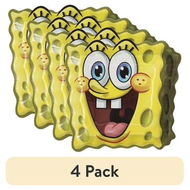 (4 pack) Multicolor SpongeBob Square Pants Birthday Paper Dinner Plates, 9in, 8ct