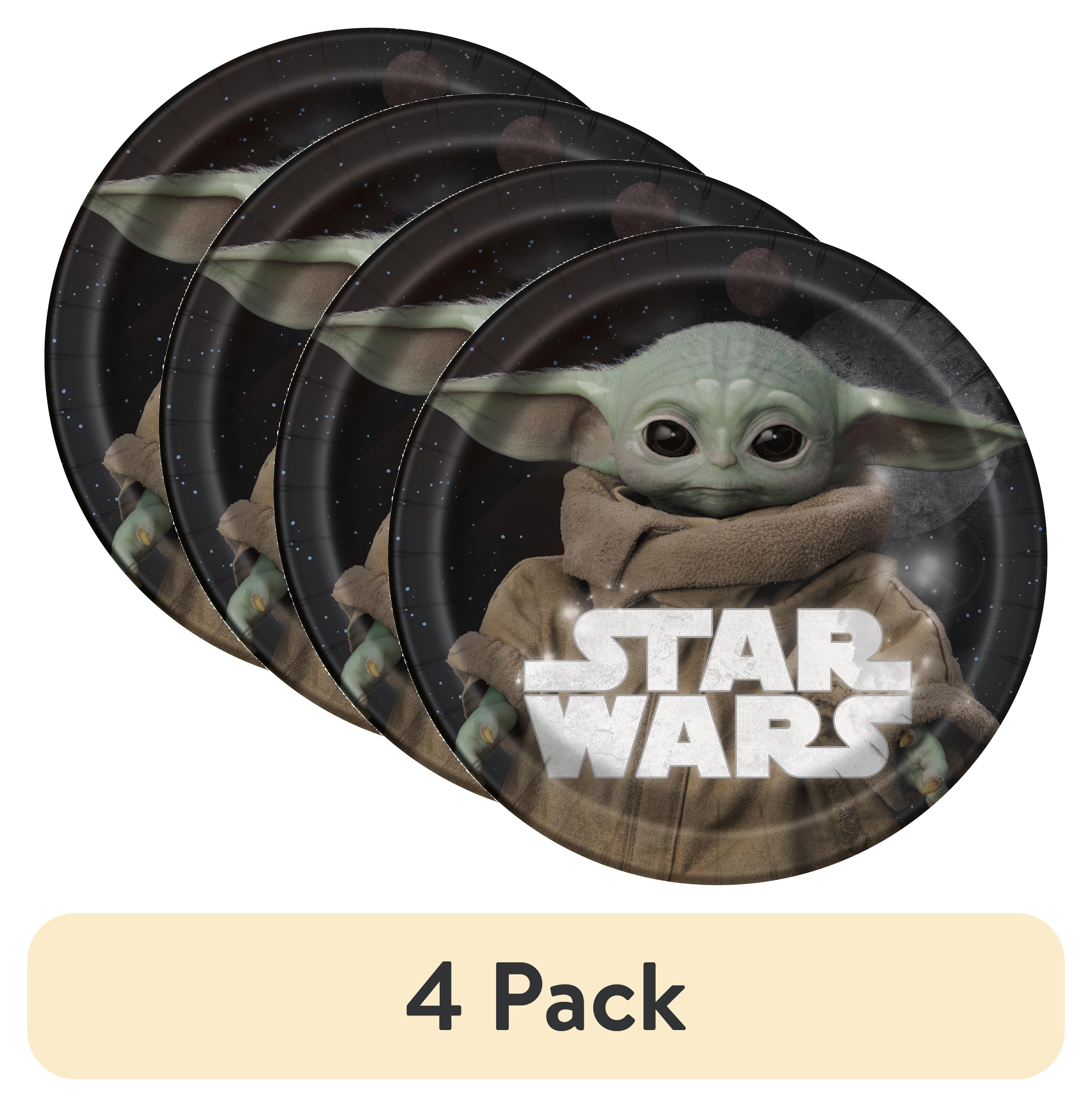 (4 pack) Multicolor Star Wars The Mandalorian The Child Baby Yoda Birthday Paper Dessert Plates, 7in, 8ct