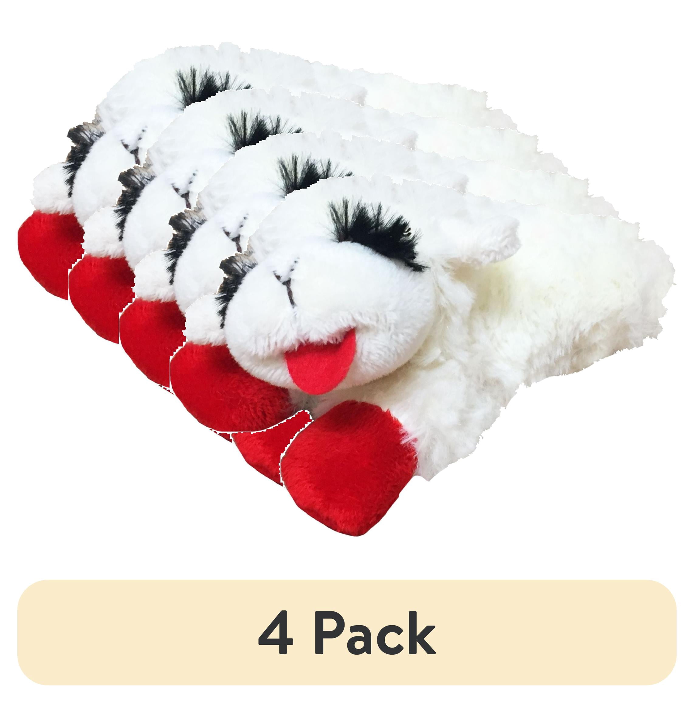 (4 pack) Multipet Lamb Chop Plush Dog Toy, Small