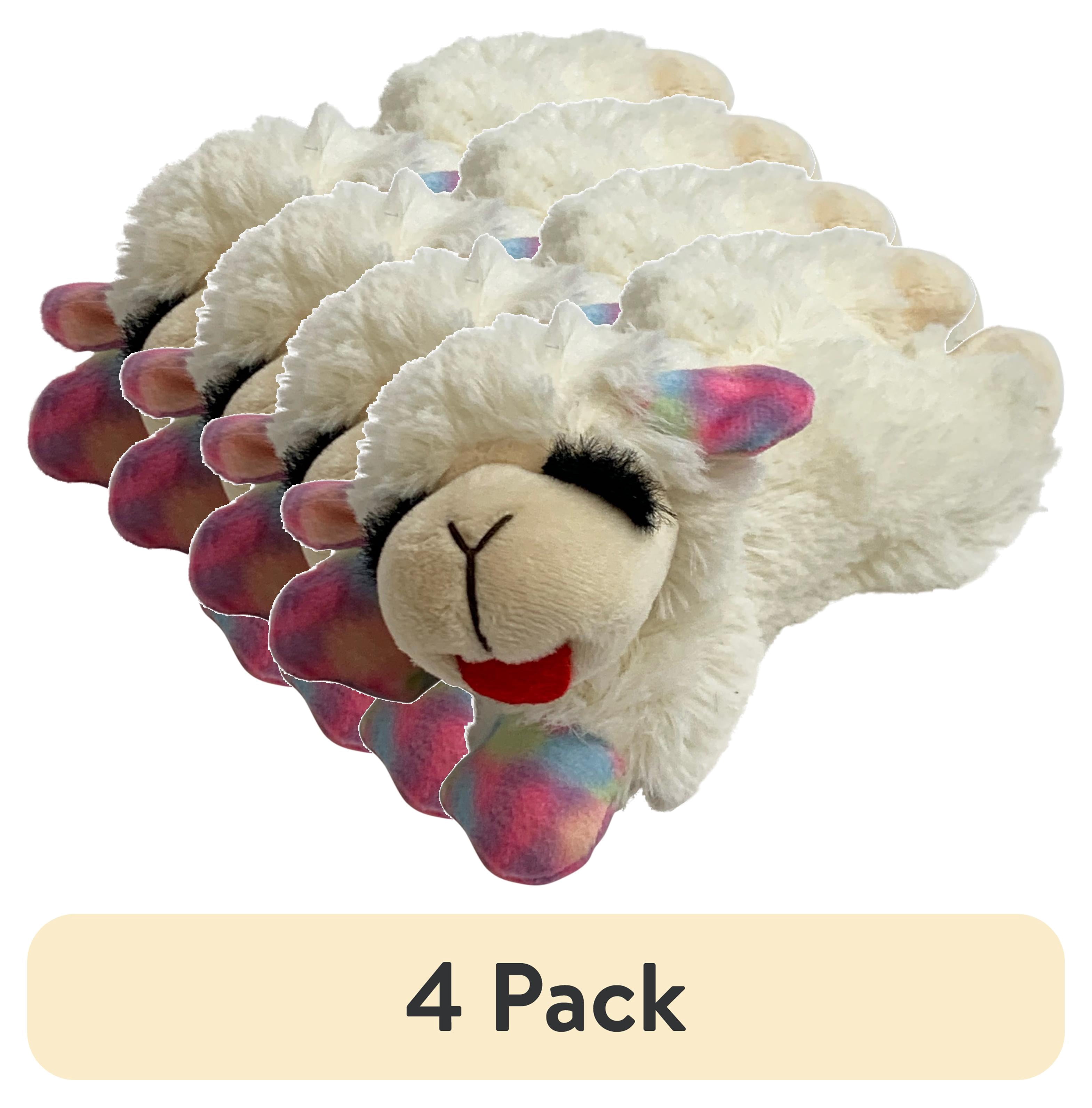 (4 pack) Multipet Plush Lamb Chop Dog Toy, Small, Pastel Colors